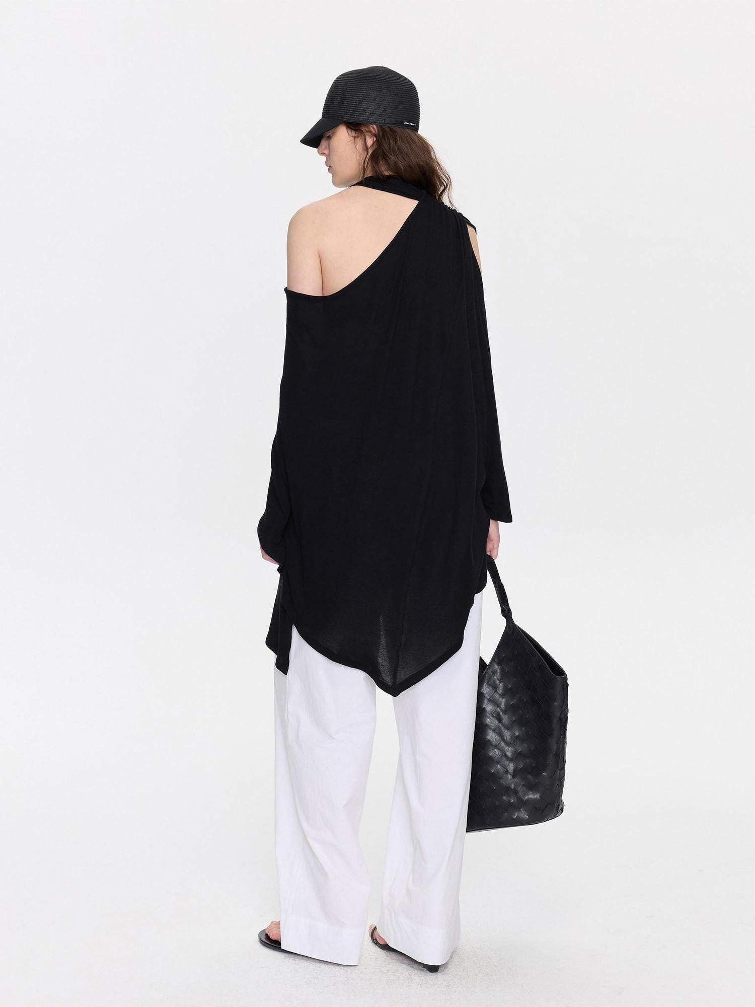 LYUOCHENG Asymmetrical Halter Drape Multiway Women&