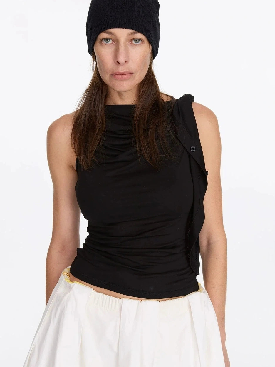 LYUOCHENG Asymmetrical Knot Sleeveless Top