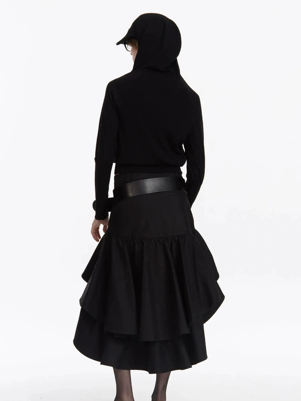 LYUOCHENG Asymmetrical Ruffle Hem A Line Skirt