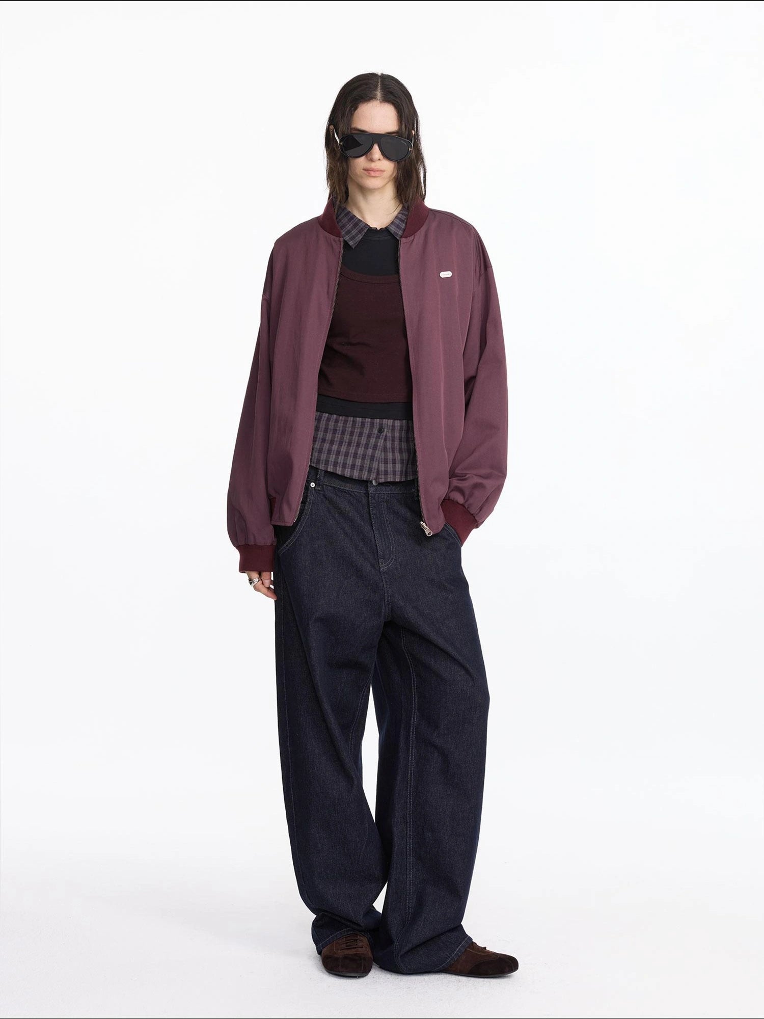 LYUOCHENG Autumn Winter Fake Three Piece Plaid Polo Long Sleeve Top