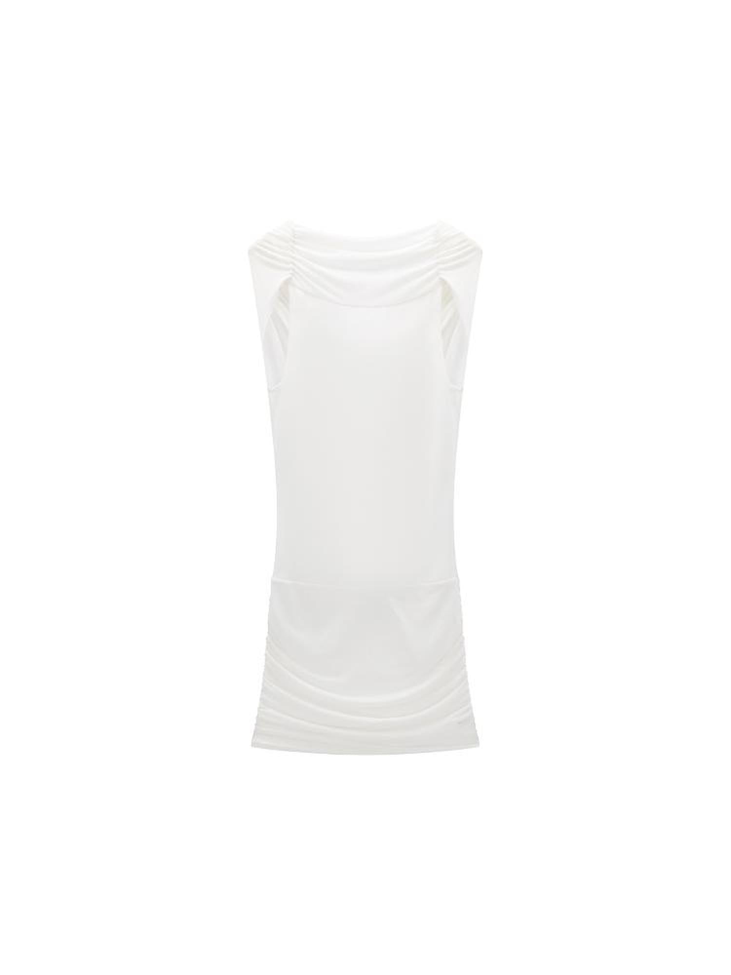 LYUOCHENG Back Draped White Tencel Shift Dress