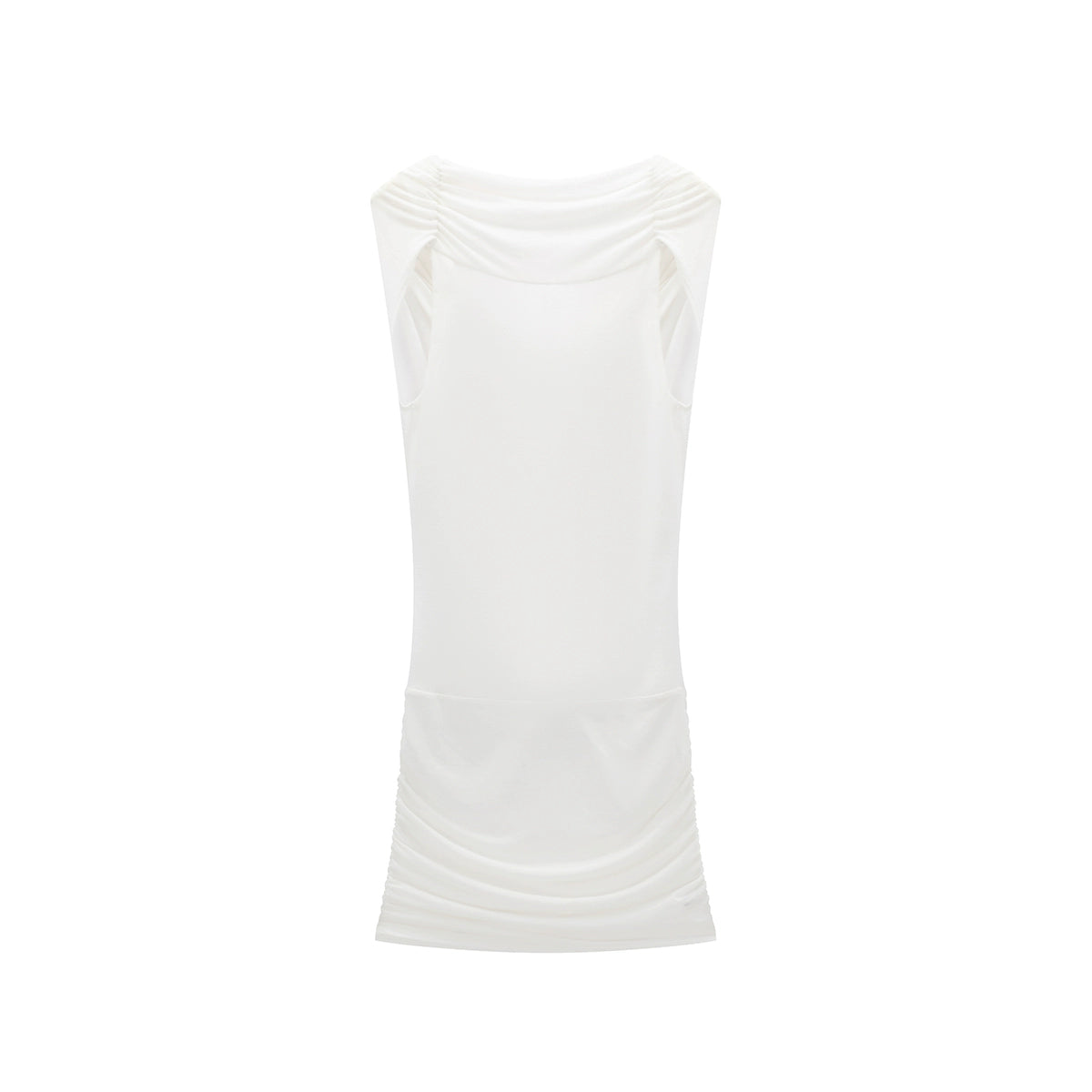 LYUOCHENG_Back_Draped_White_Tencel_Shift_Dress_MISSTT