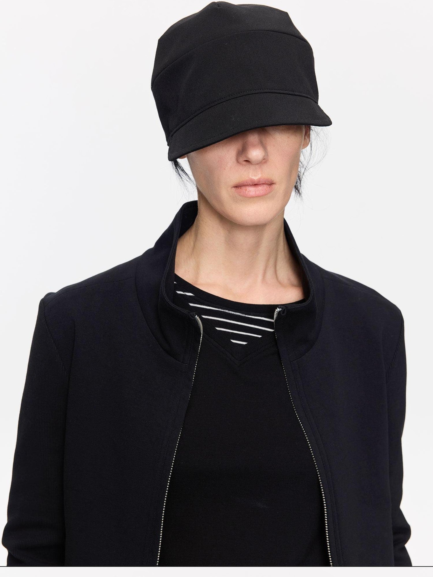 LYUOCHENG Black Adjustable Fold Brim Eight Panel Curved Brim Women&