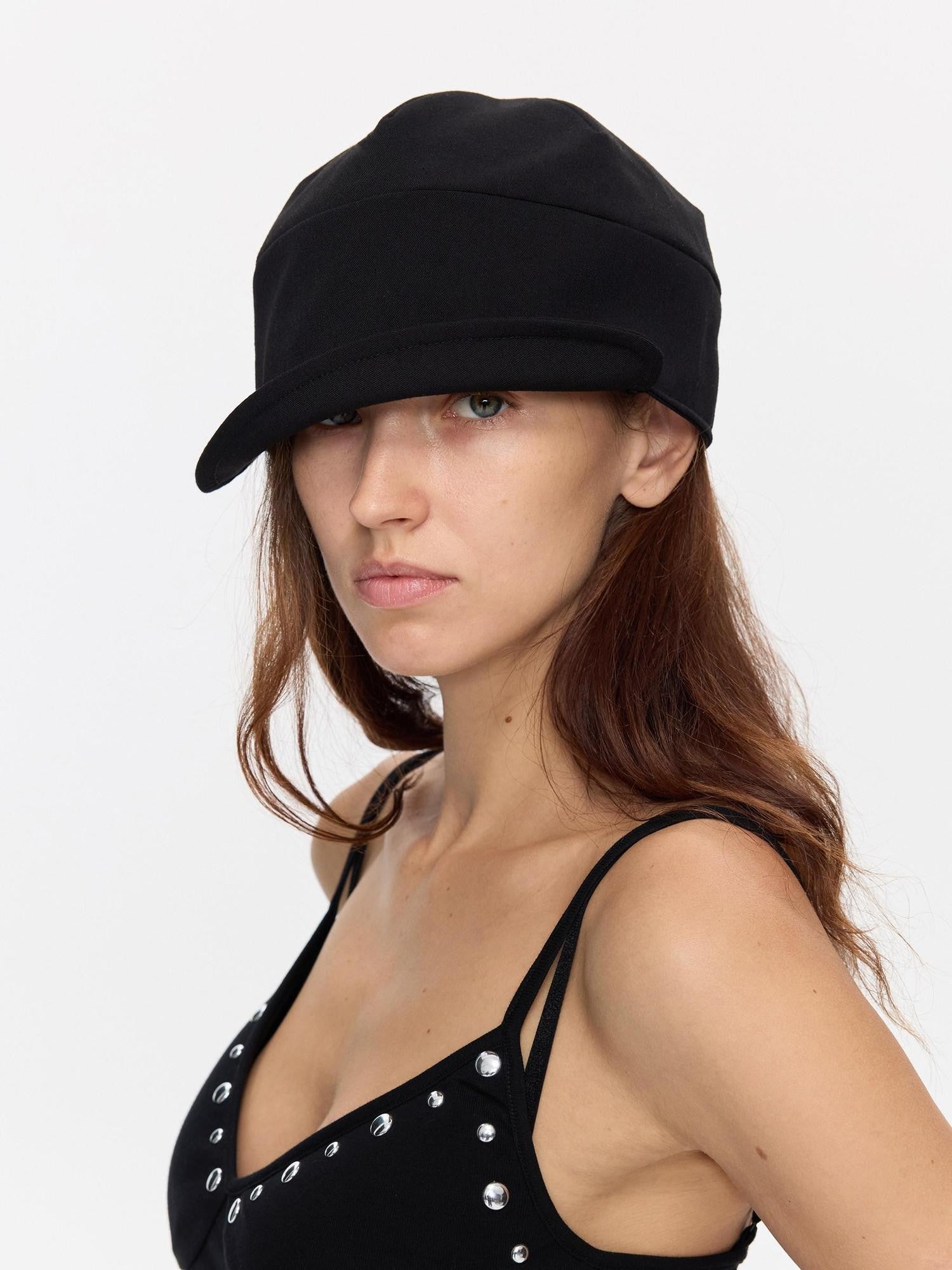 LYUOCHENG Black Adjustable Fold Brim Eight Panel Curved Brim Women&