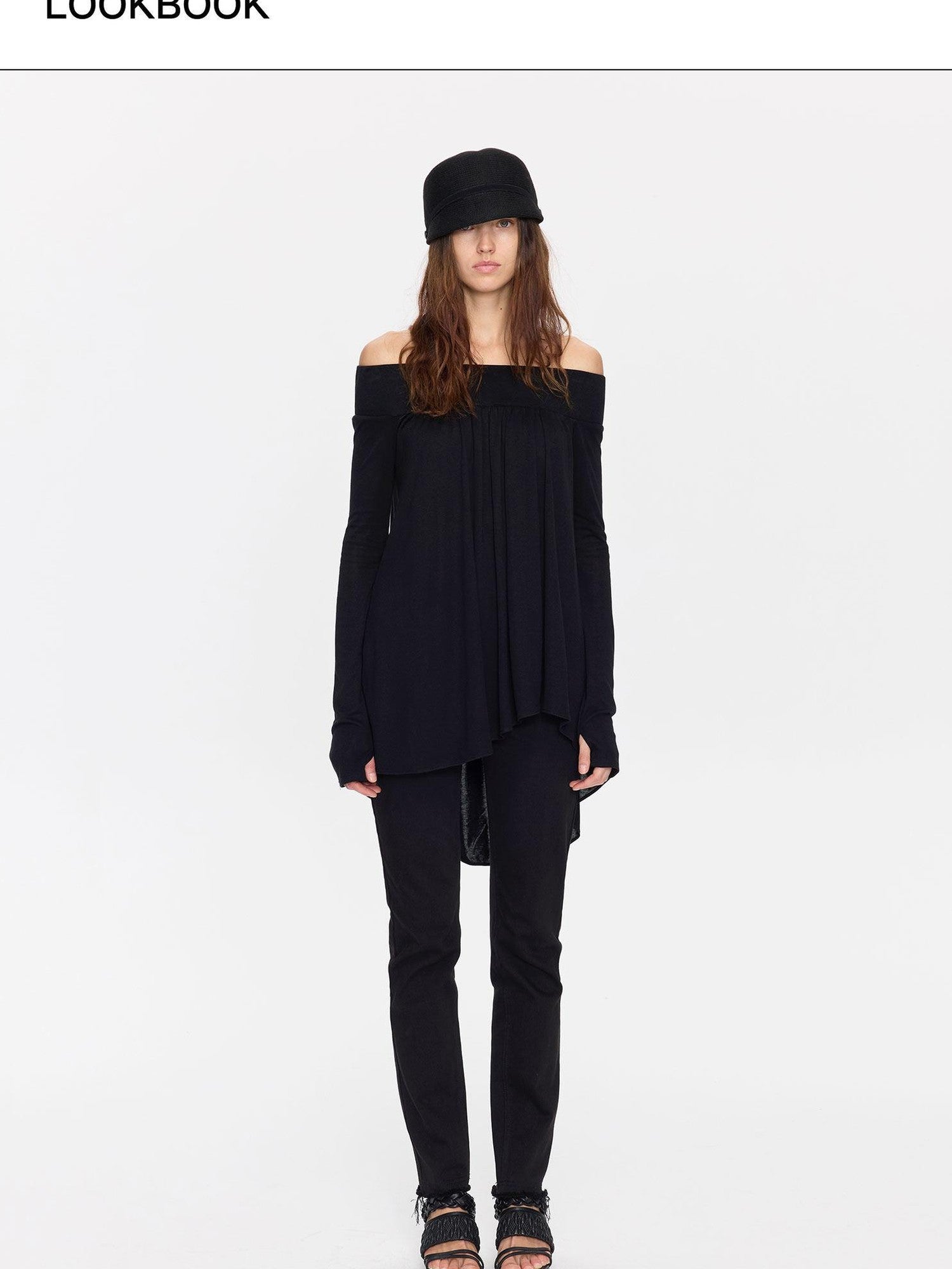 LYUOCHENG Black Asymmetric Ruched Loose Women&