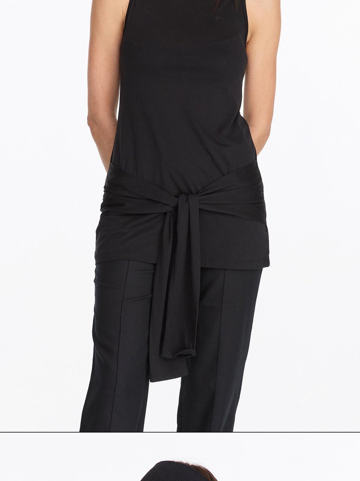 LYUOCHENG Black Asymmetrical Tie Racerback Women&