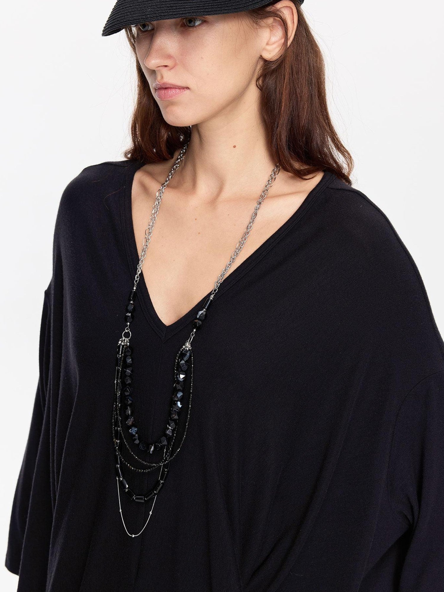 LYUOCHENG Black Beaded Adjustable Multi Layer Women&