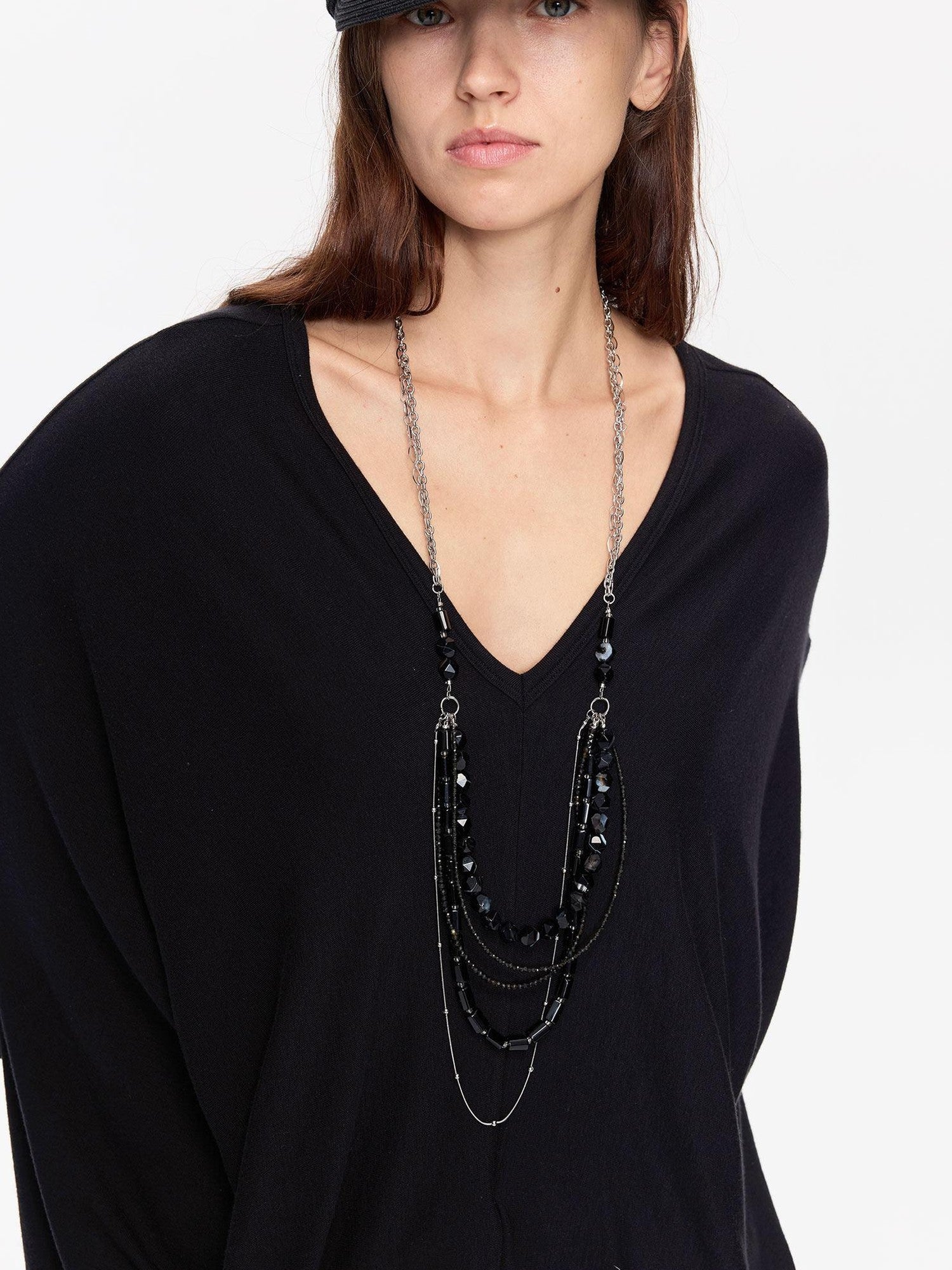 LYUOCHENG Black Beaded Adjustable Multi Layer Women&