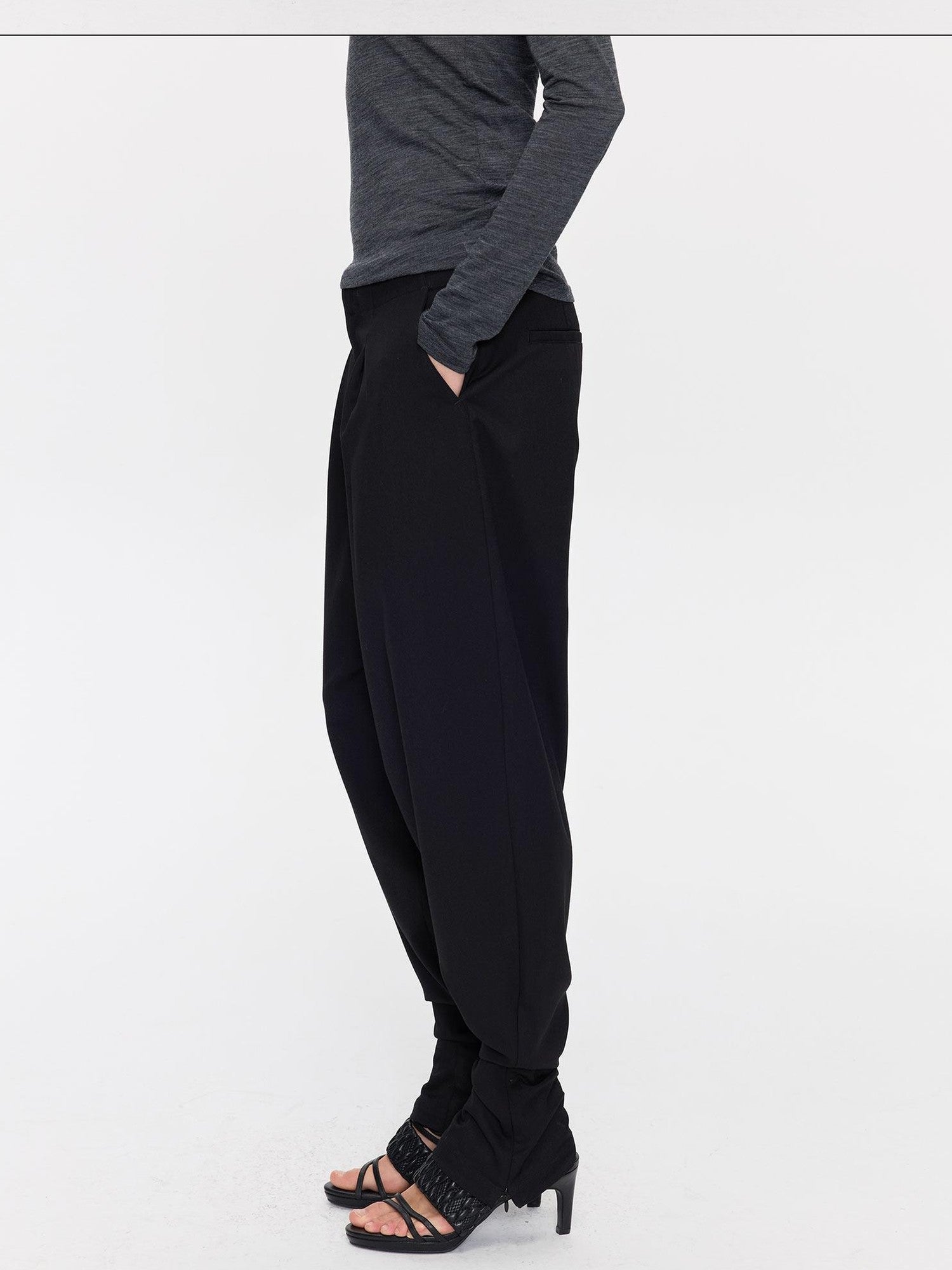 LYUOCHENG Black Equestrian Low Waist Tapered Women&