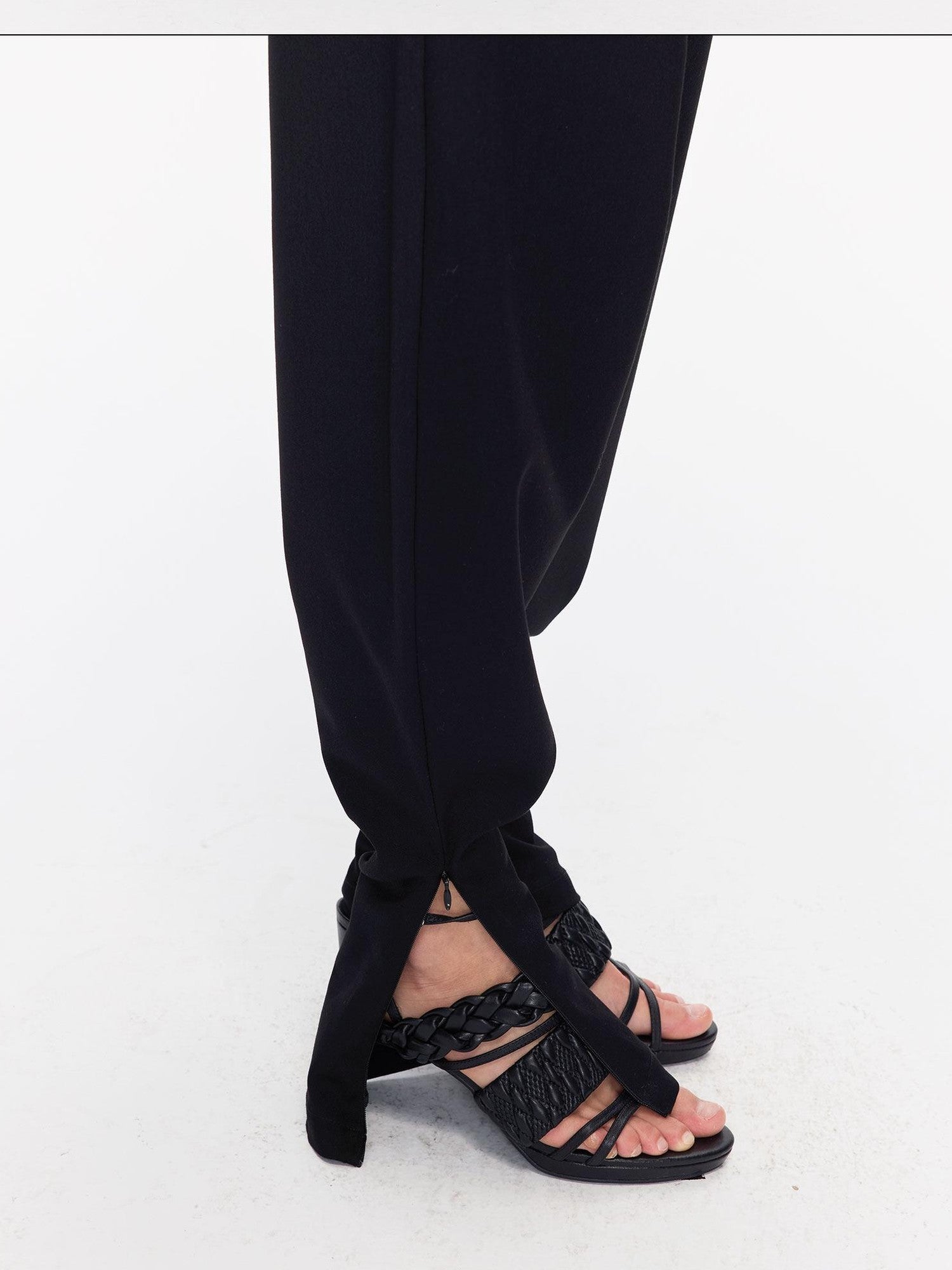 LYUOCHENG Black Equestrian Low Waist Tapered Women&