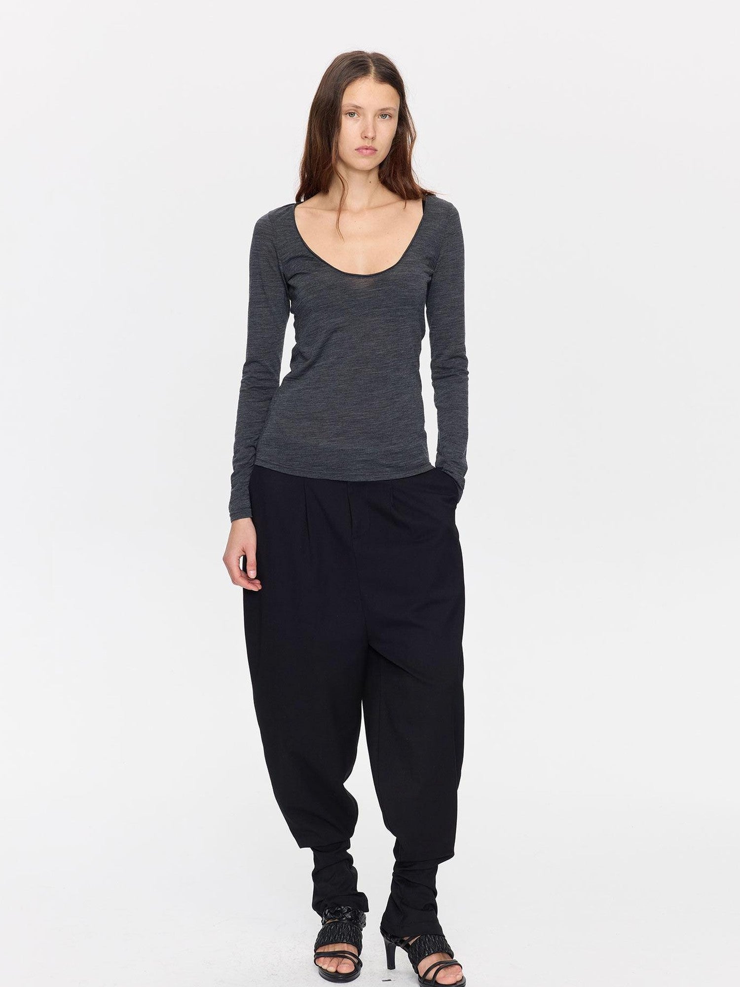 LYUOCHENG Black Equestrian Low Waist Tapered Women&