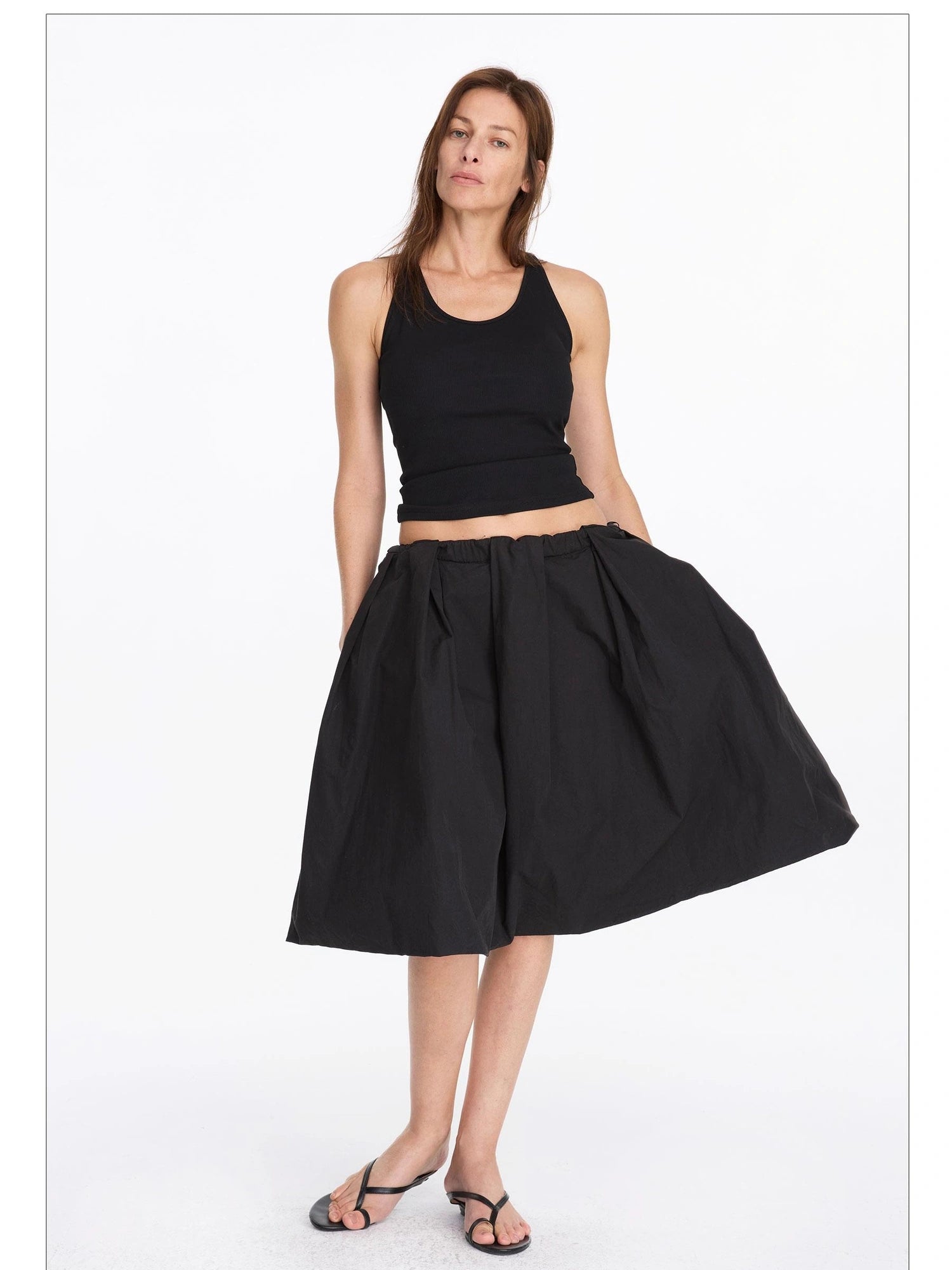 LYUOCHENG Black Floral Bud A Line Skirt