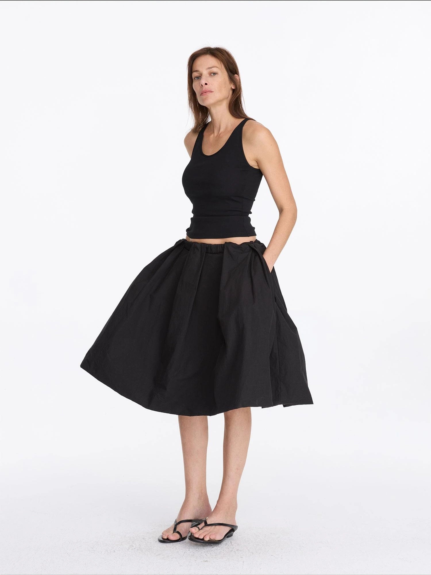LYUOCHENG Black Floral Bud A Line Skirt