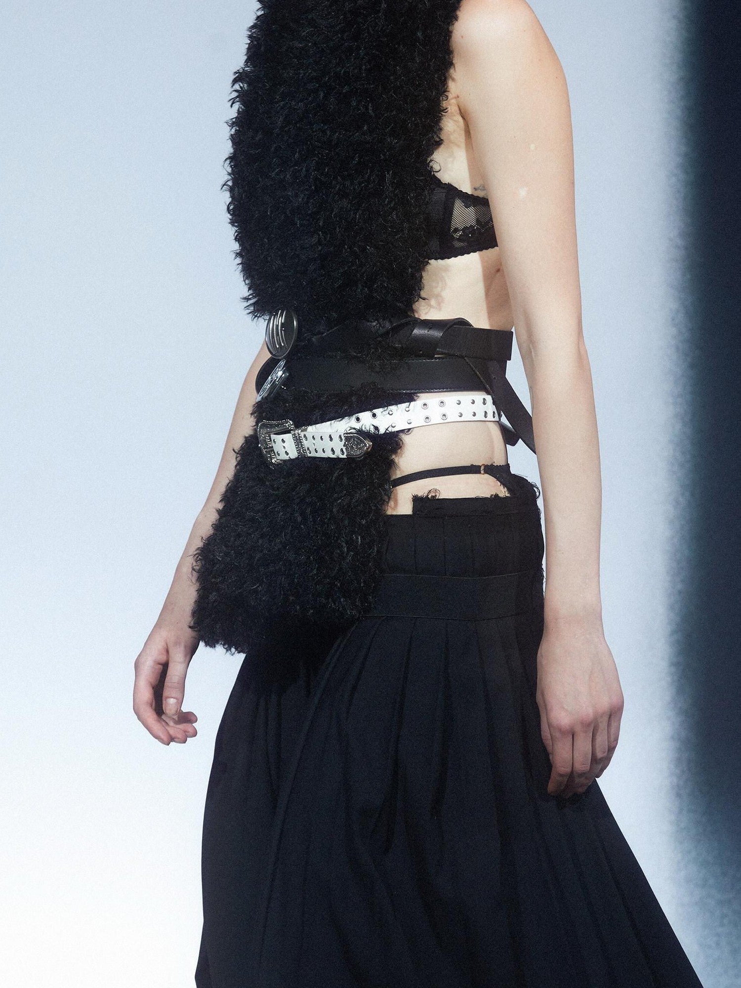 LYUOCHENG Black Long Pile Rectangular Women&
