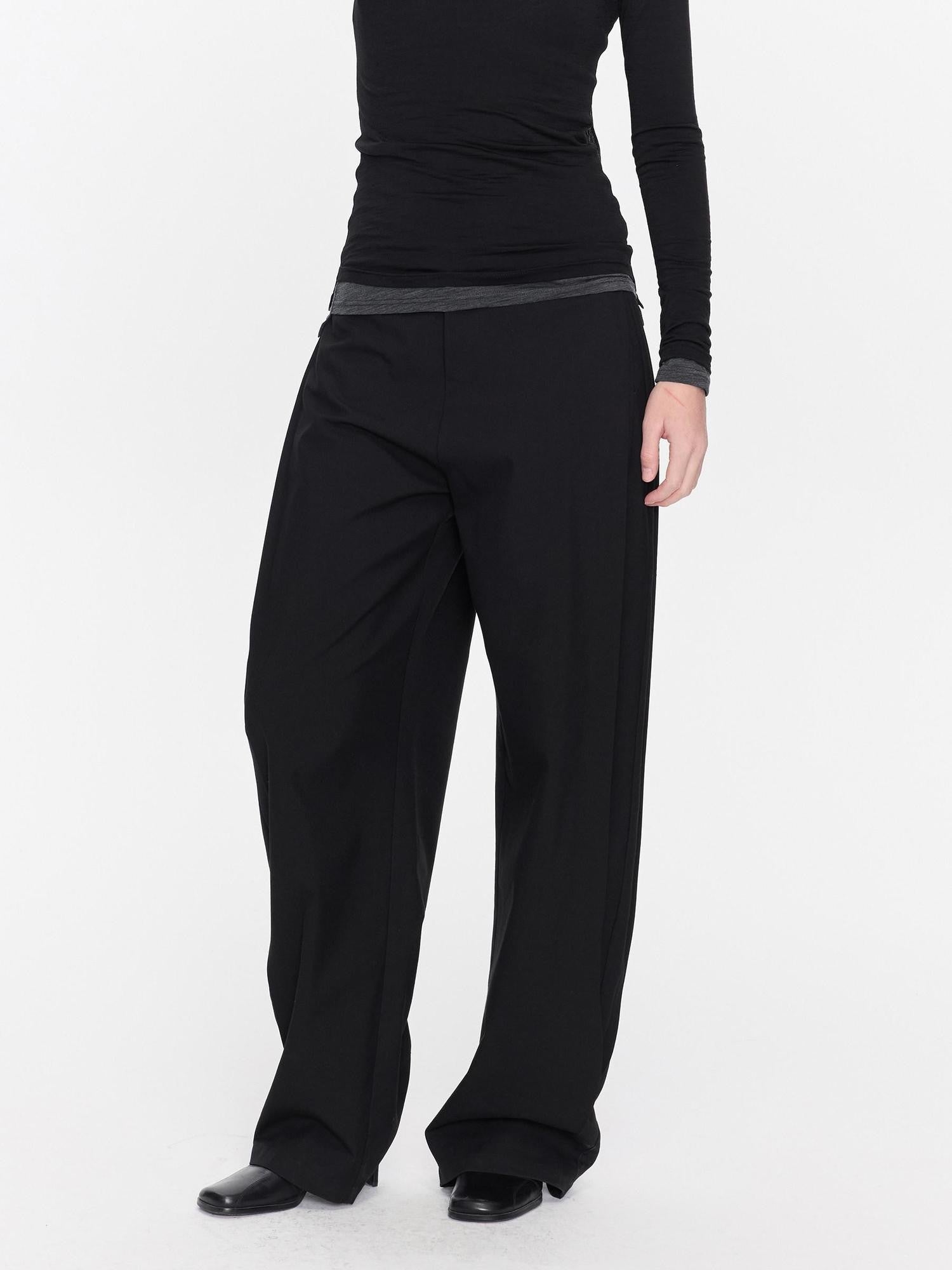 LYUOCHENG Black Minimal Pleated Tapered Relaxed Women&
