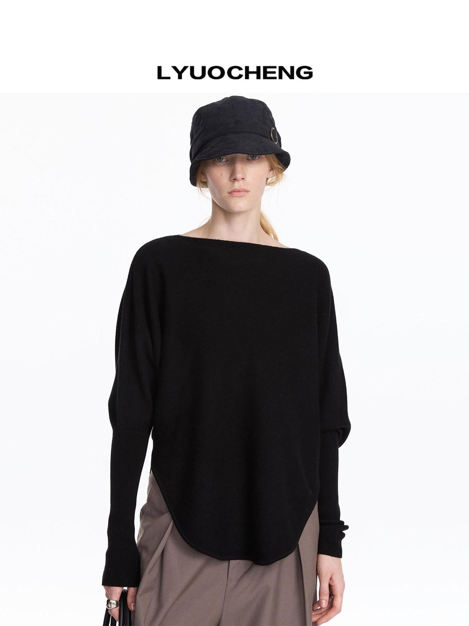 LYUOCHENG Black One Shoulder Long Sleeve Women&