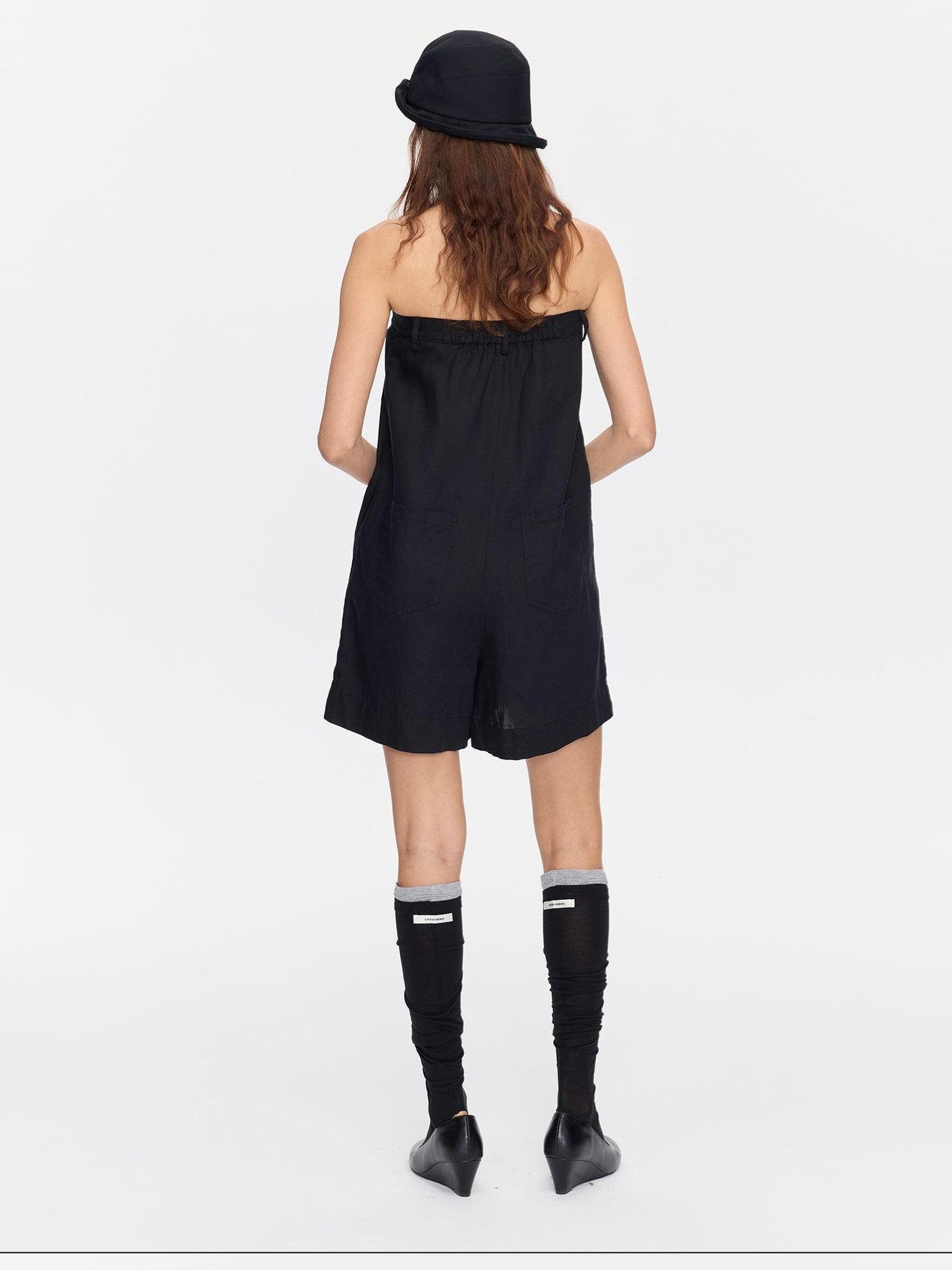 LYUOCHENG Black Solid Pocket Low Waist Loose Women&