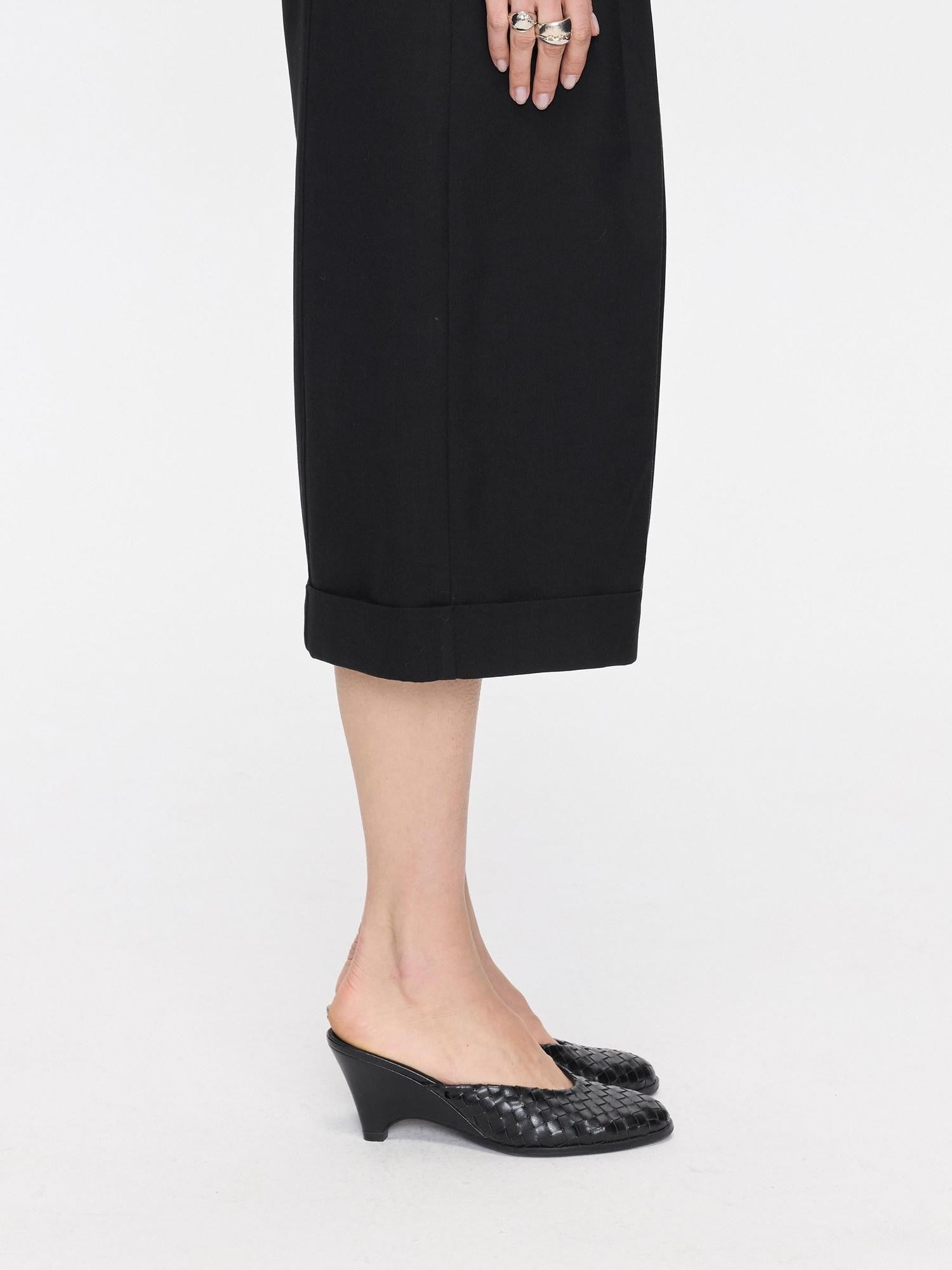 LYUOCHENG Black Woven Pointed Toe Wedge Women&