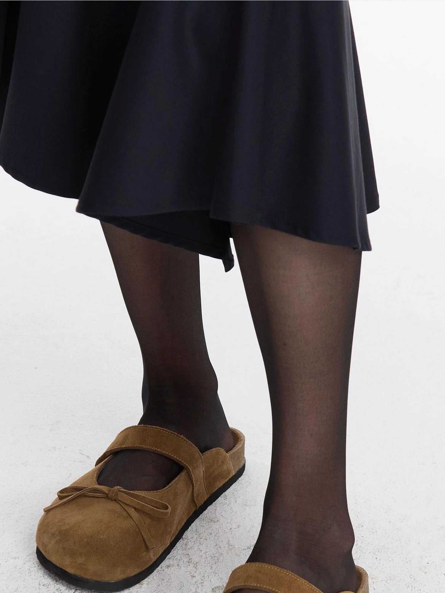 LYUOCHENG Brown Suede Ballet Bow Birk Clogs