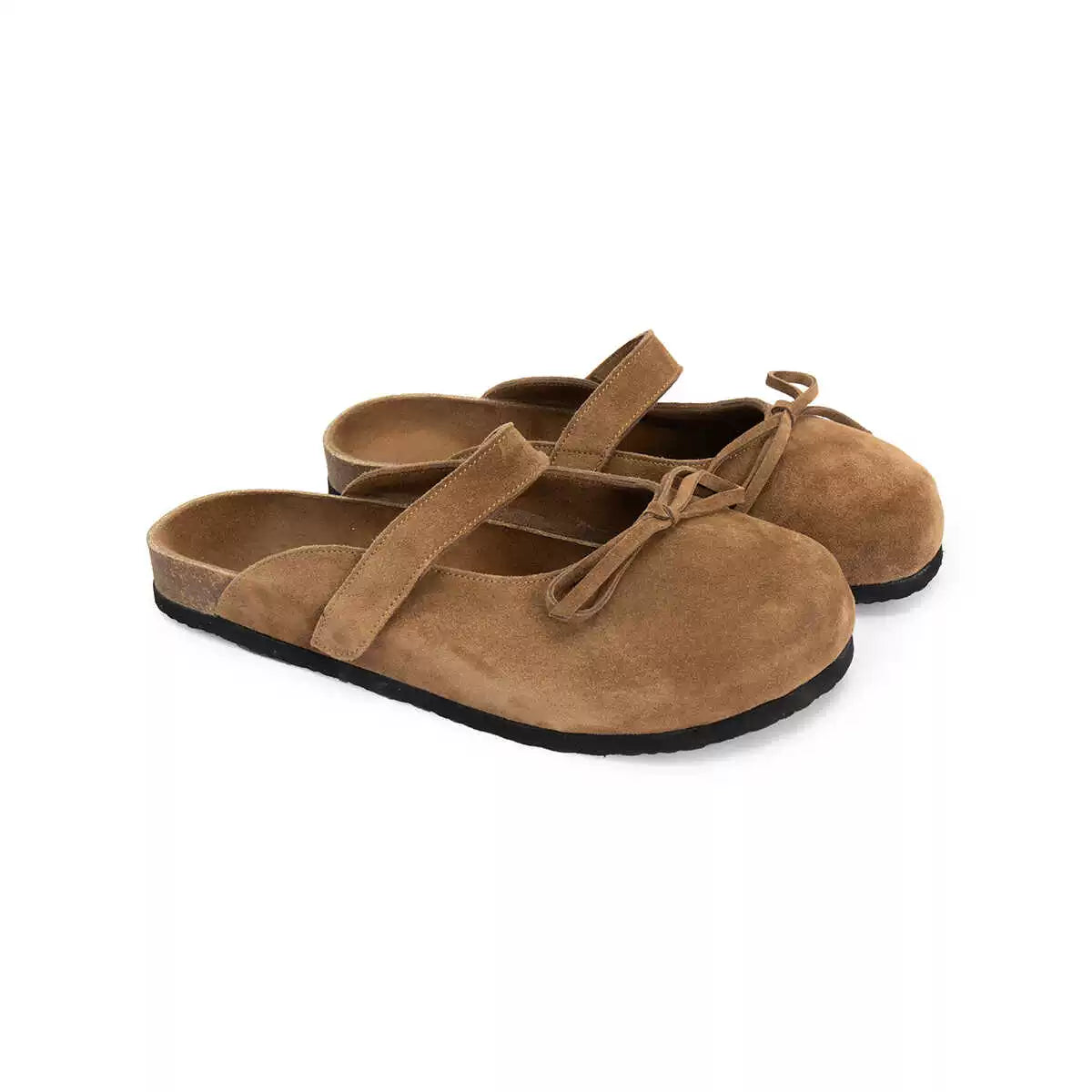 LYUOCHENG_Brown_Suede_Ballet_Bow_Birk_Clogs_MISSTT