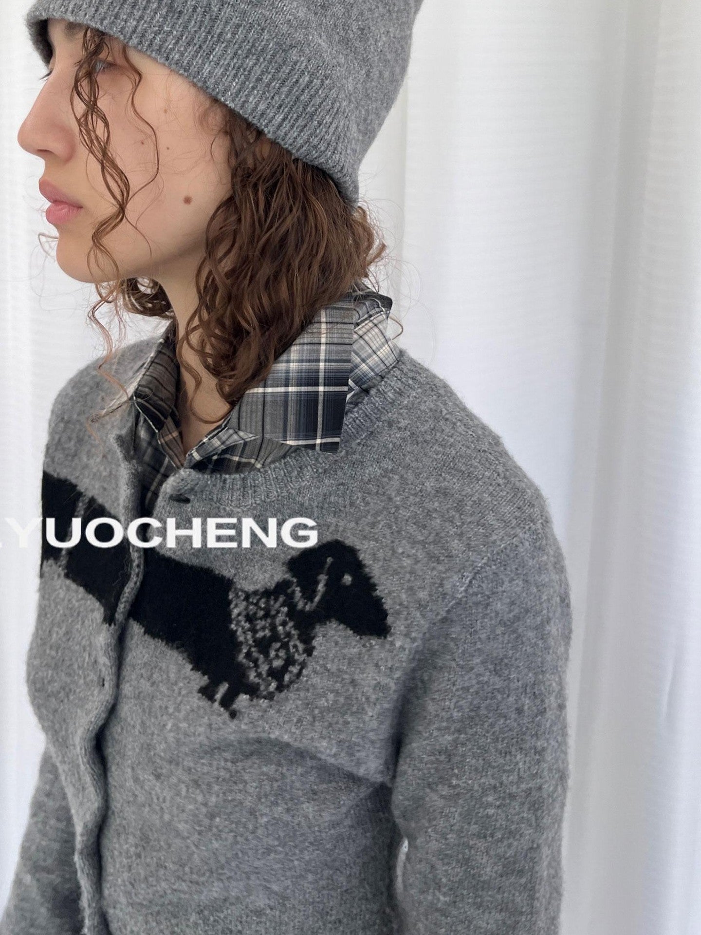 LYUOCHENG Cartoon Dachshund Jacquard Pattern Women&