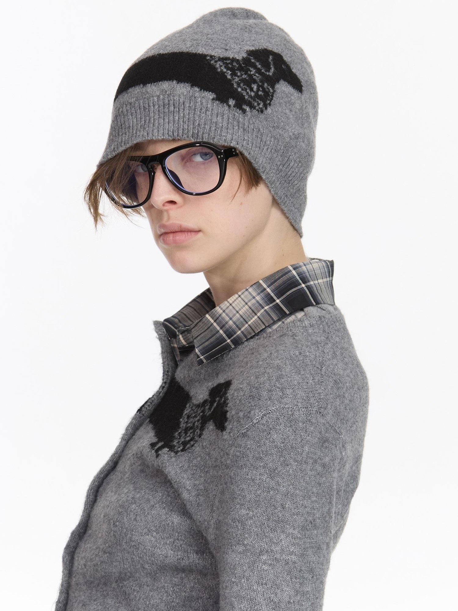 LYUOCHENG Cartoon Dachshund Jacquard Pattern Women&