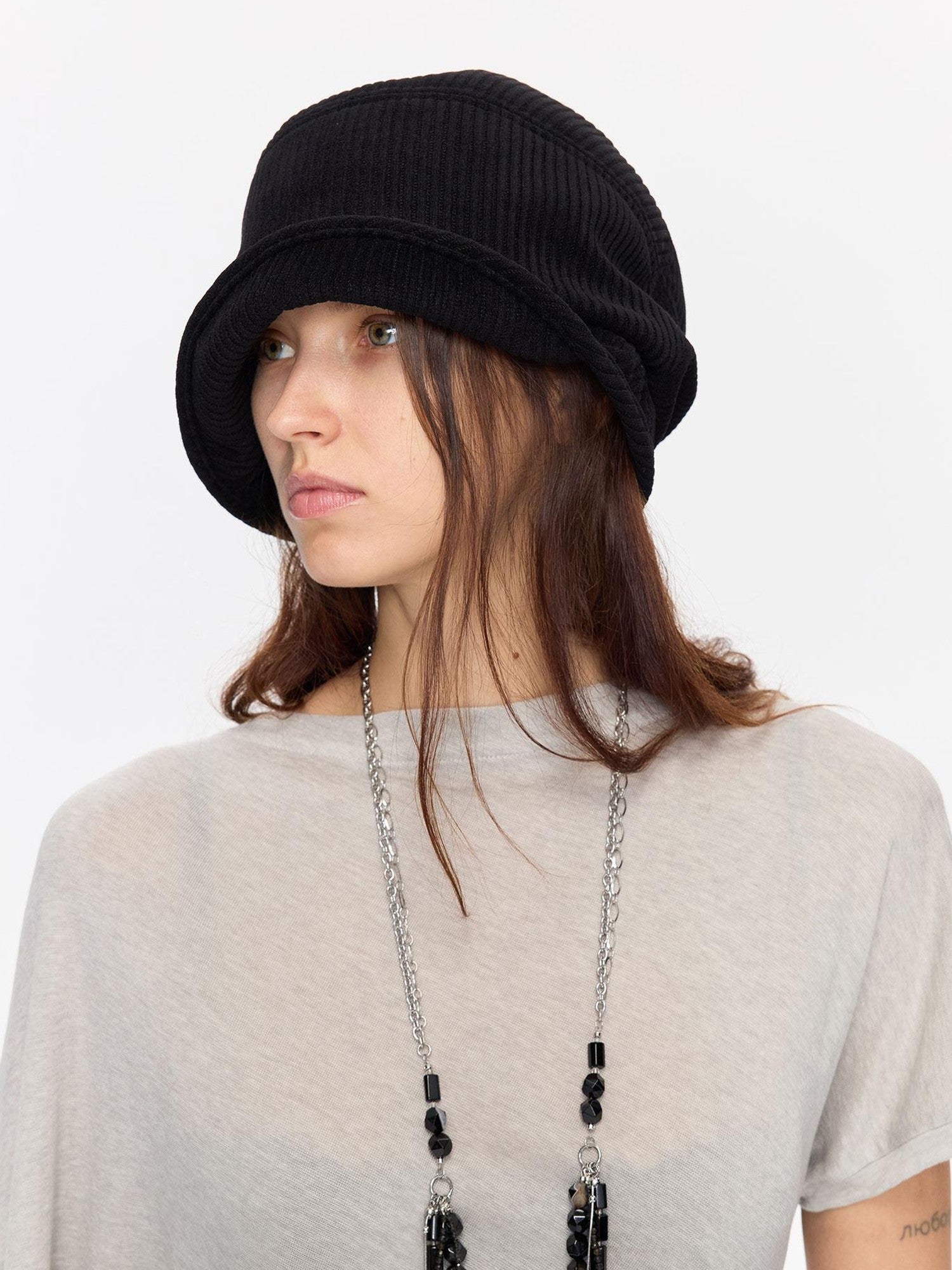 LYUOCHENG Casual Vertical Ribbed Round Top Slouch Beanie Women&