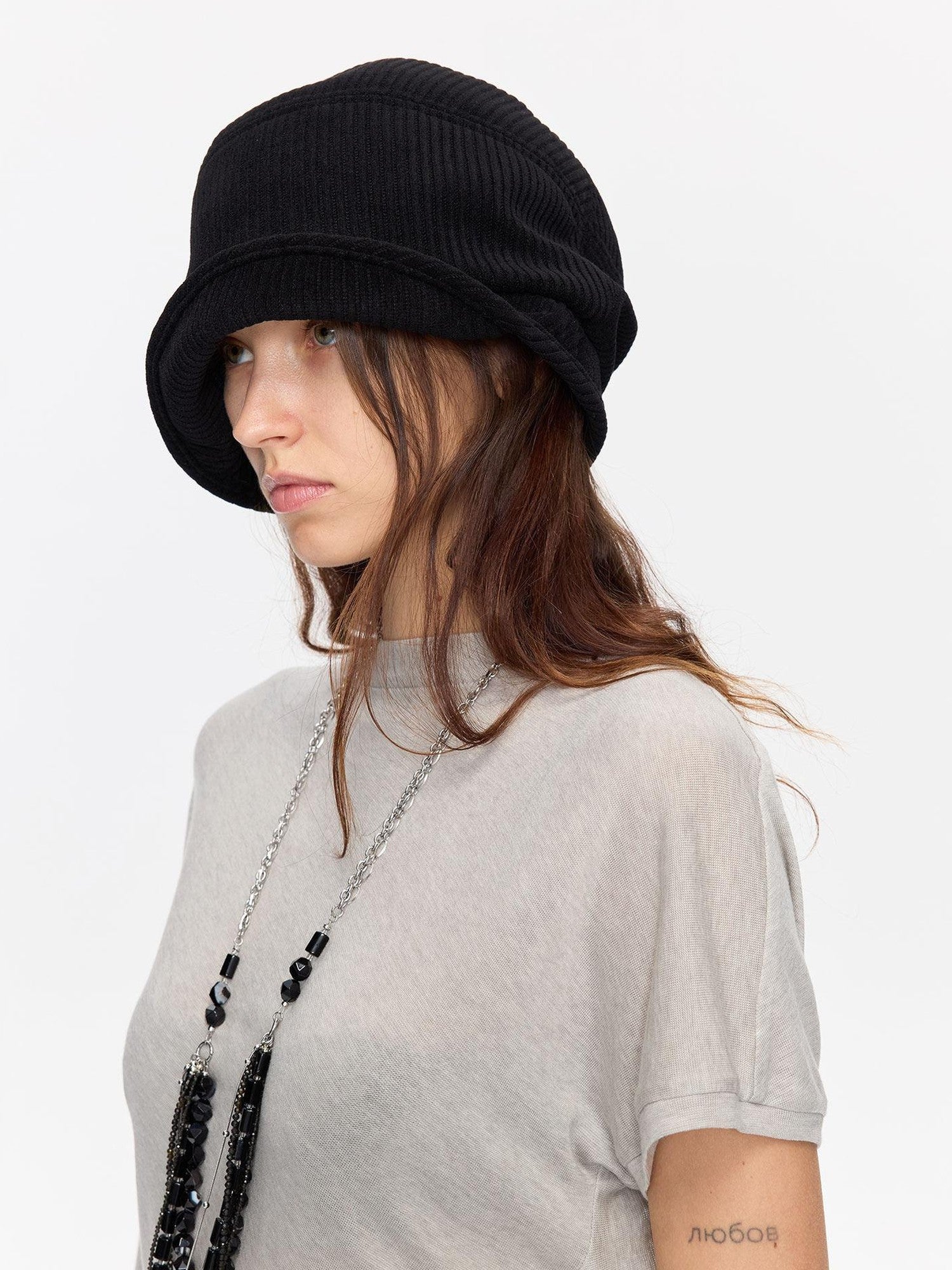 LYUOCHENG Casual Vertical Ribbed Round Top Slouch Beanie Women&
