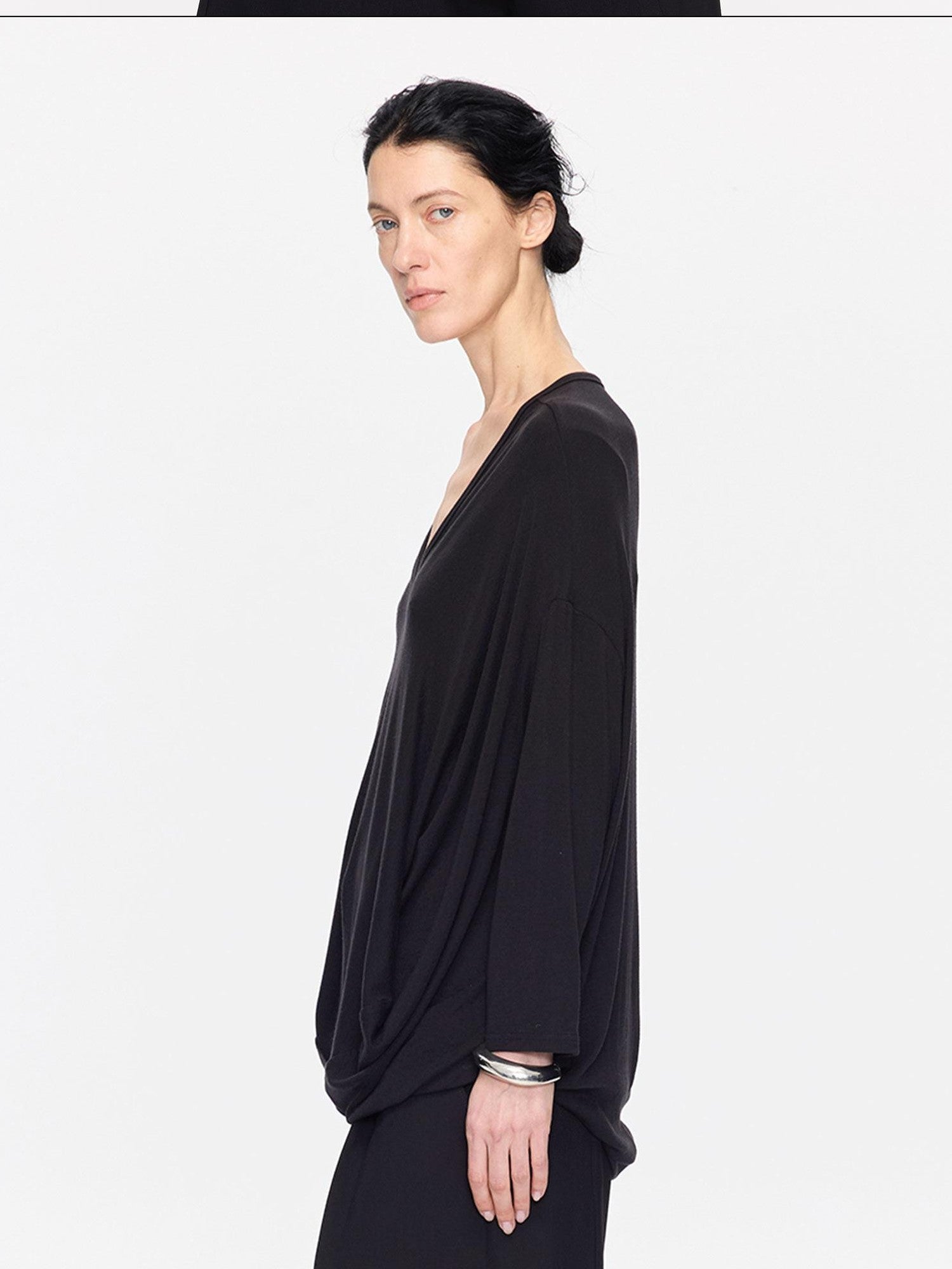LYUOCHENG Charcoal Irregular V-neck Cocoon Women&
