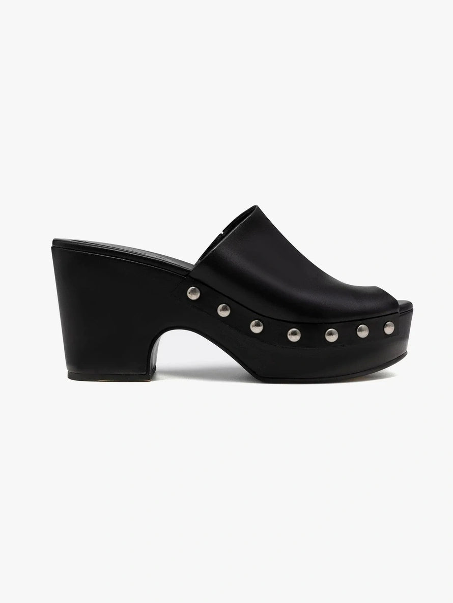 LYUOCHENG Chunky Platform Peep Toe Studded Mule Sandals