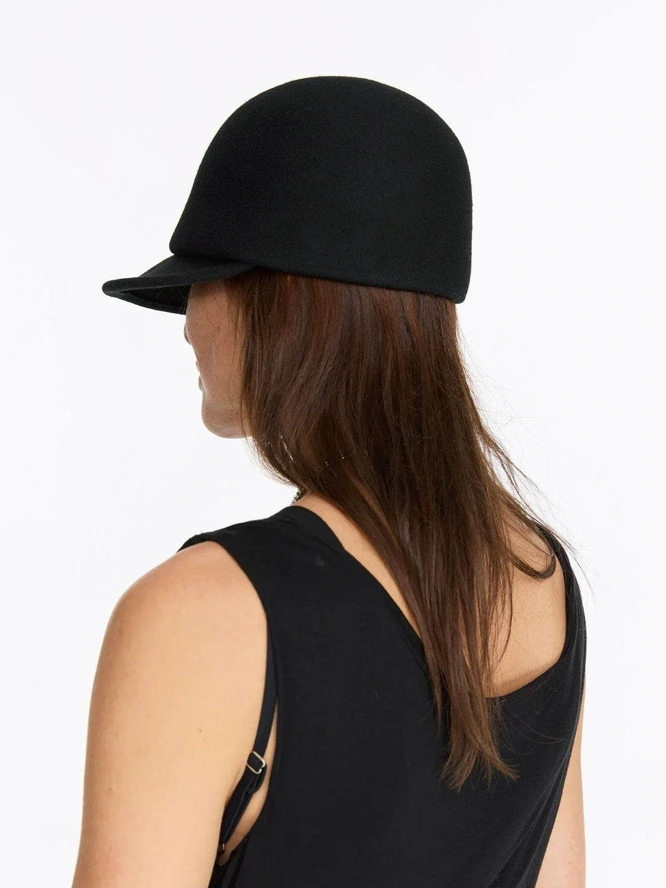 LYUOCHENG Classic Wool Felt Round Top Short Brim Riding Hat