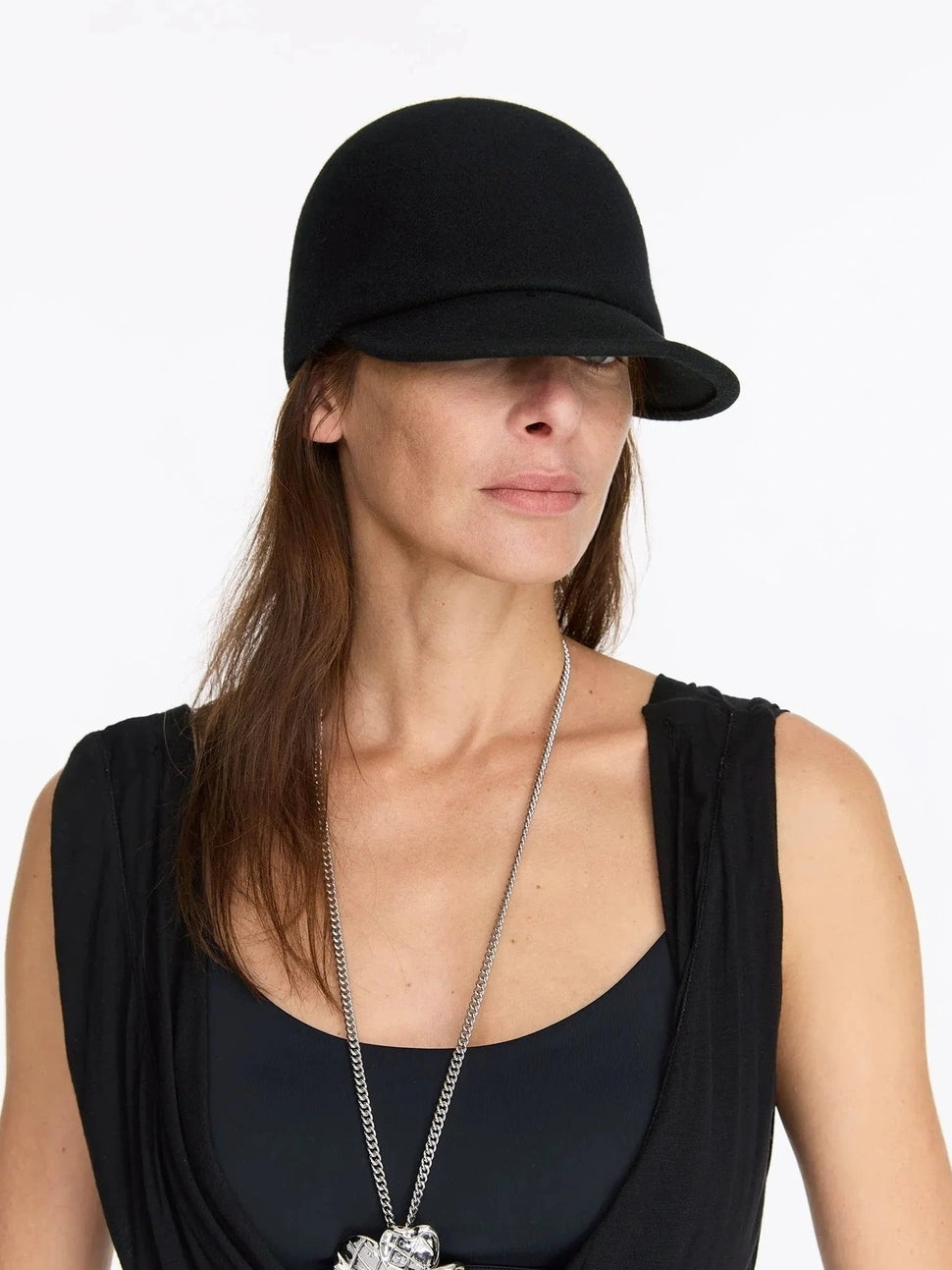 LYUOCHENG Classic Wool Felt Round Top Short Brim Riding Hat