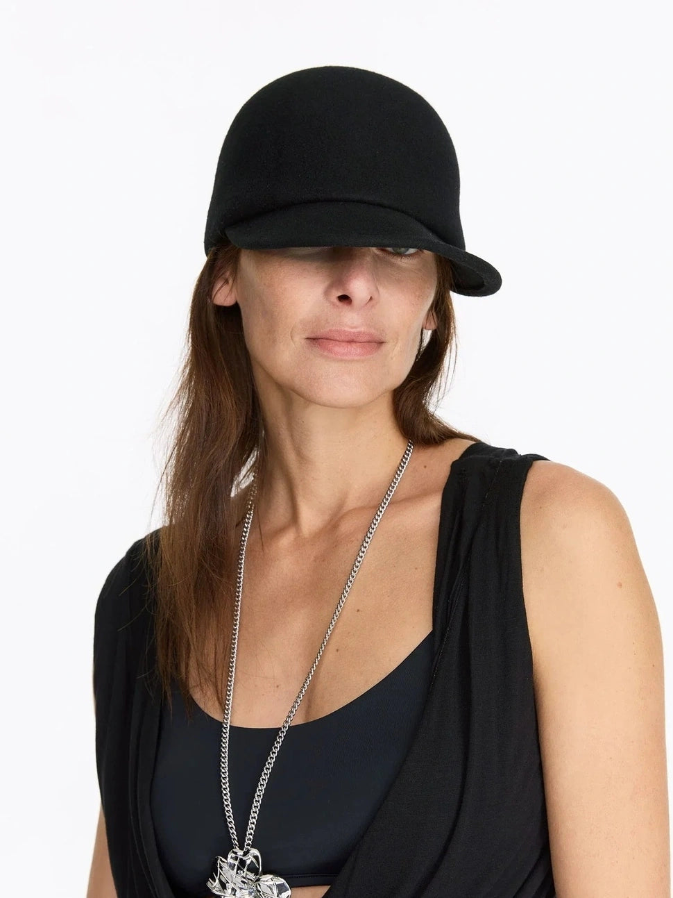 LYUOCHENG Classic Wool Felt Round Top Short Brim Riding Hat