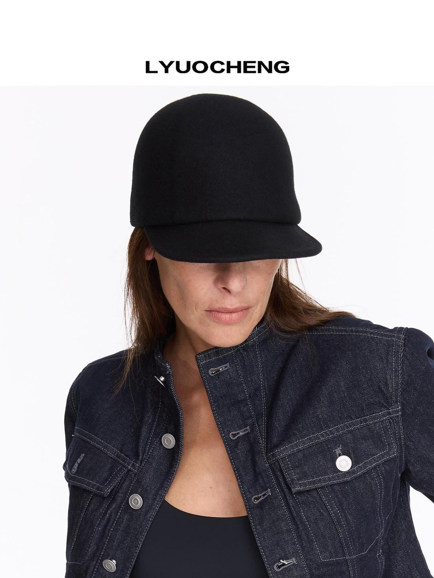 LYUOCHENG Classic Wool Short Brim Equestrian Derby Hat