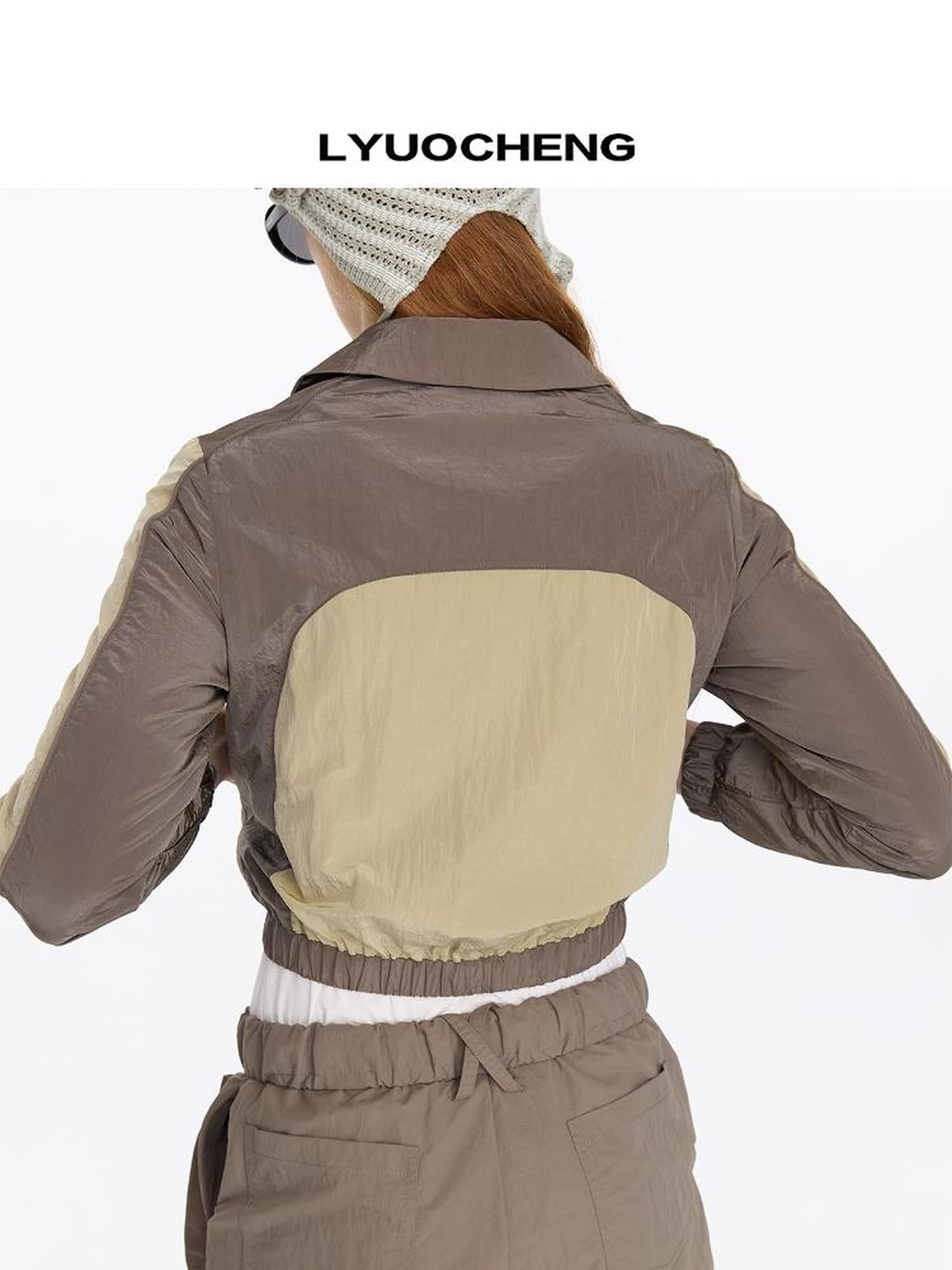 LYUOCHENG Color Block Nylon Zip Jacket