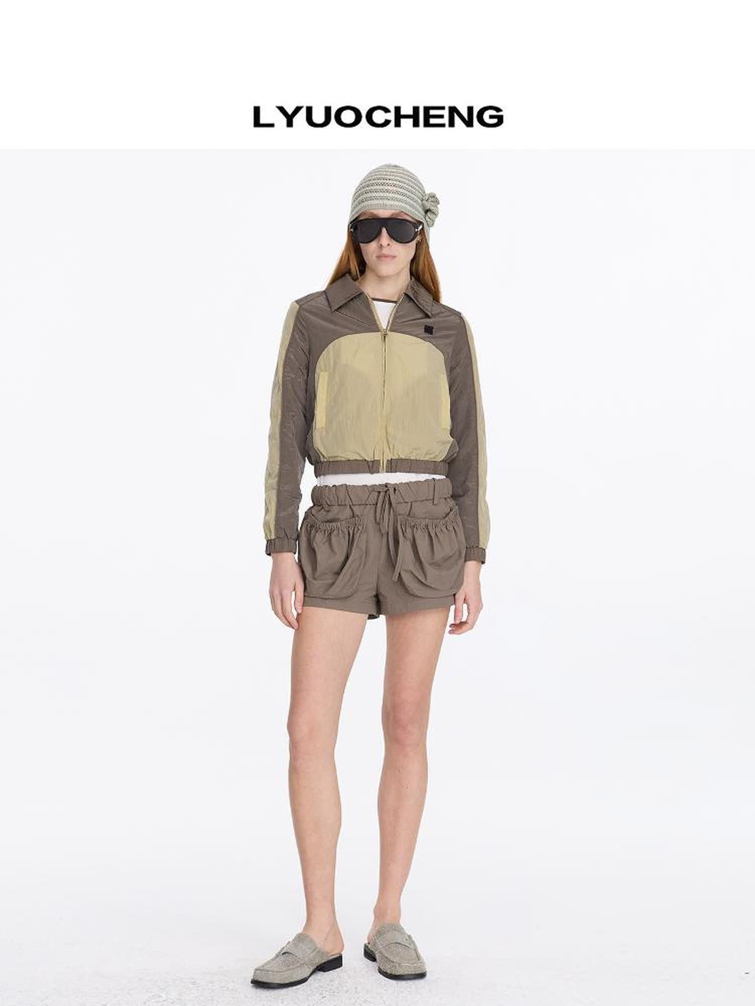 LYUOCHENG Color Block Nylon Zip Jacket