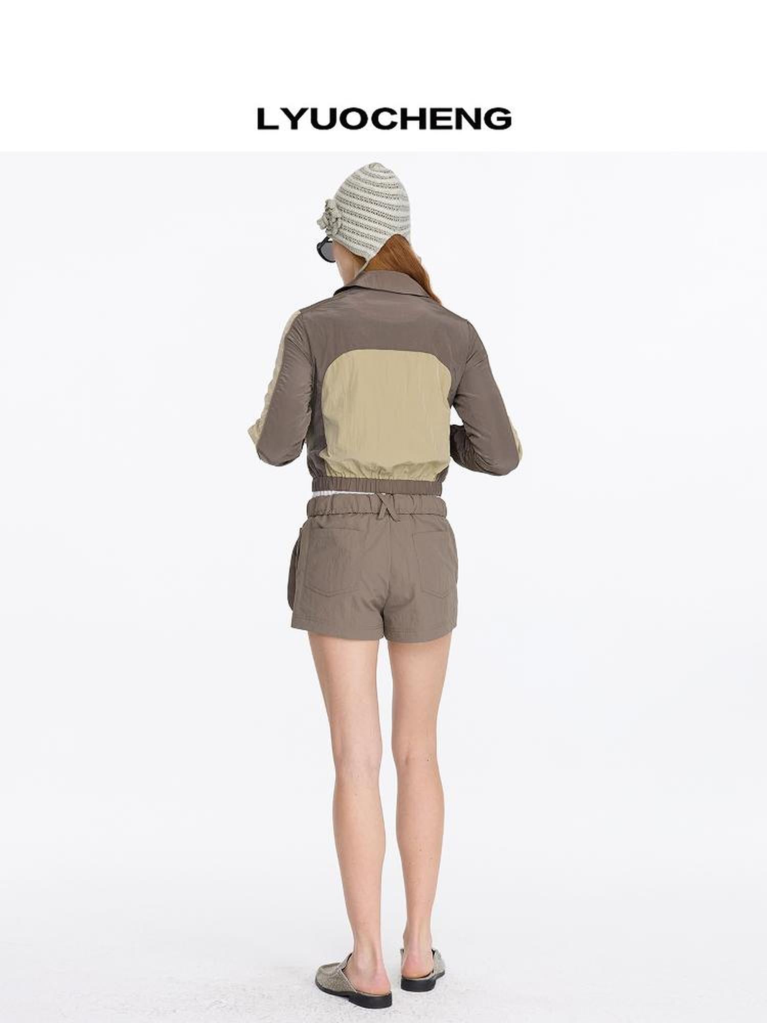 LYUOCHENG Color Block Nylon Zip Jacket