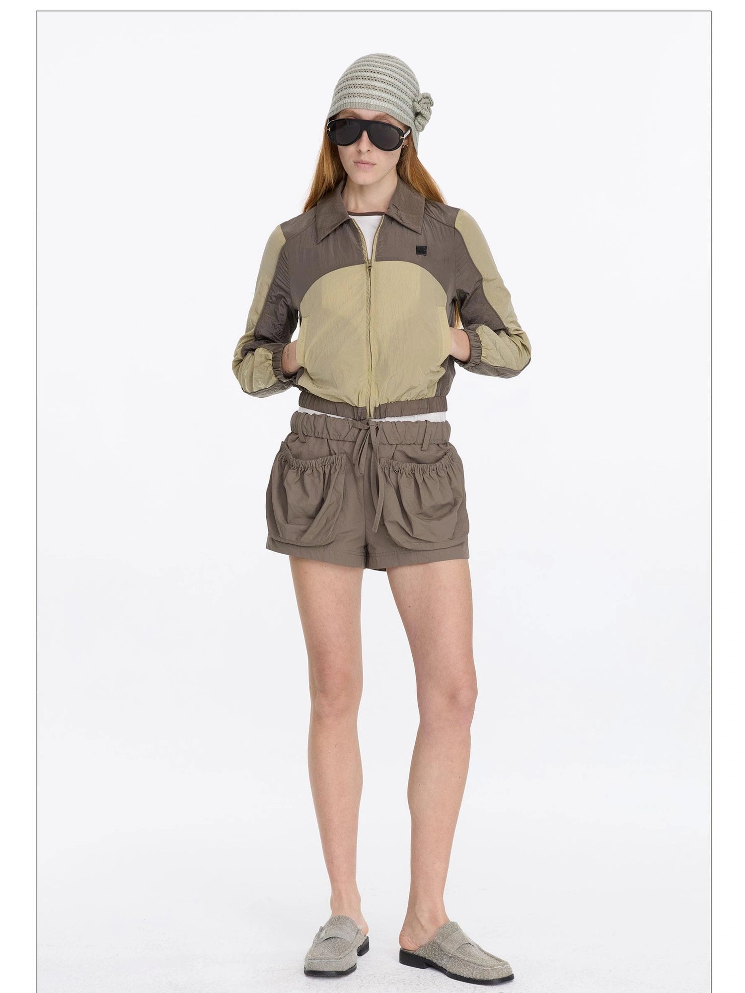 LYUOCHENG Color Block Nylon Zip Jacket