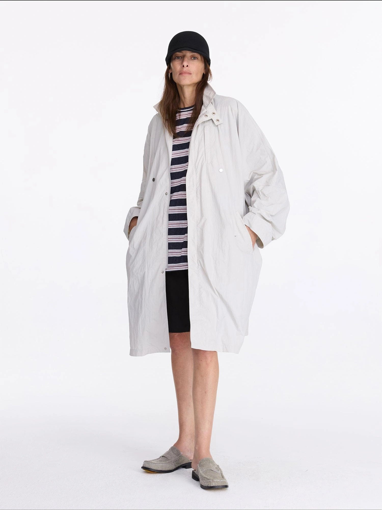 LYUOCHENG Convertible Nylon Trench Coat With Adjustable Length