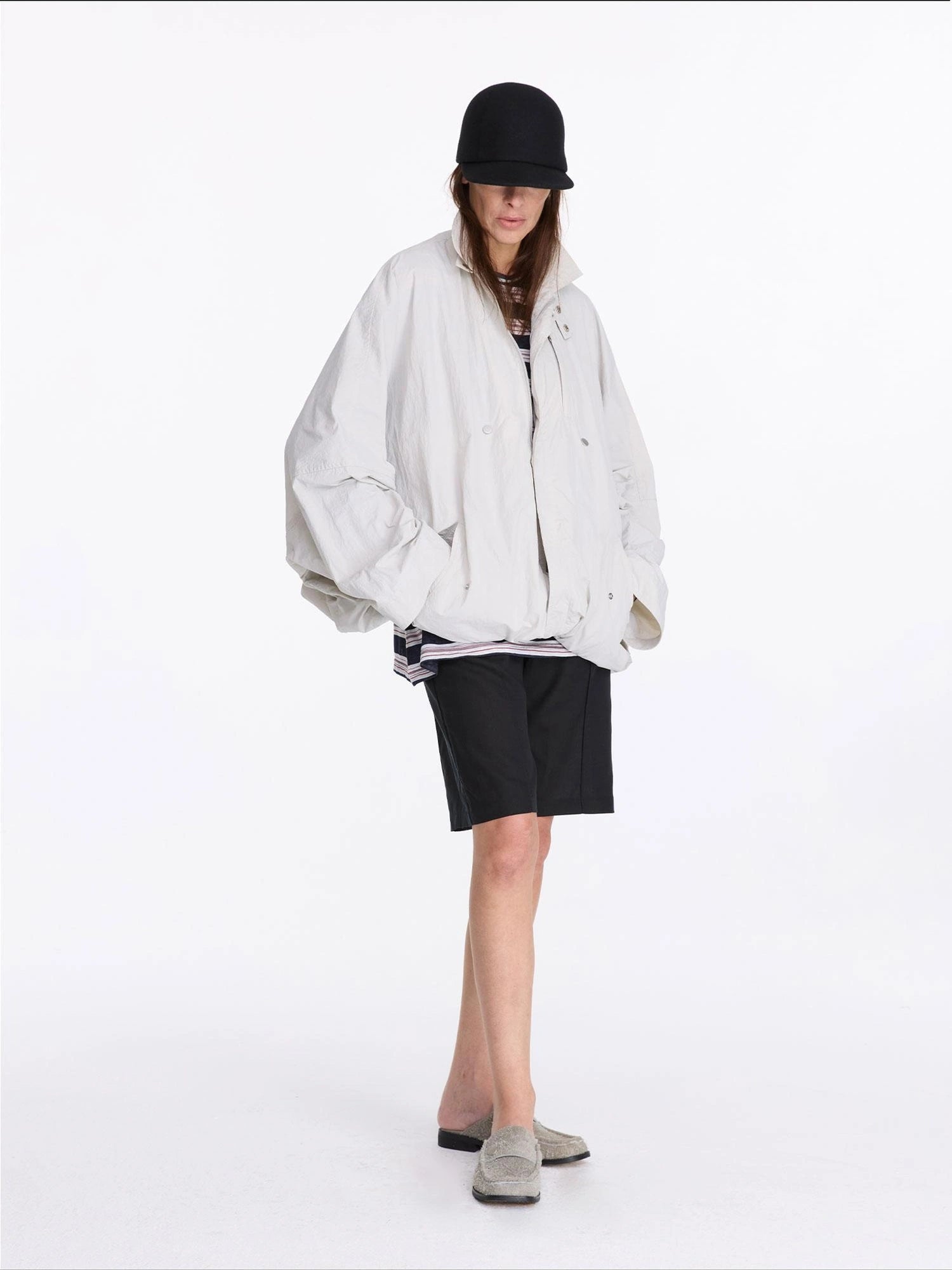 LYUOCHENG Convertible Nylon Trench Coat With Adjustable Length