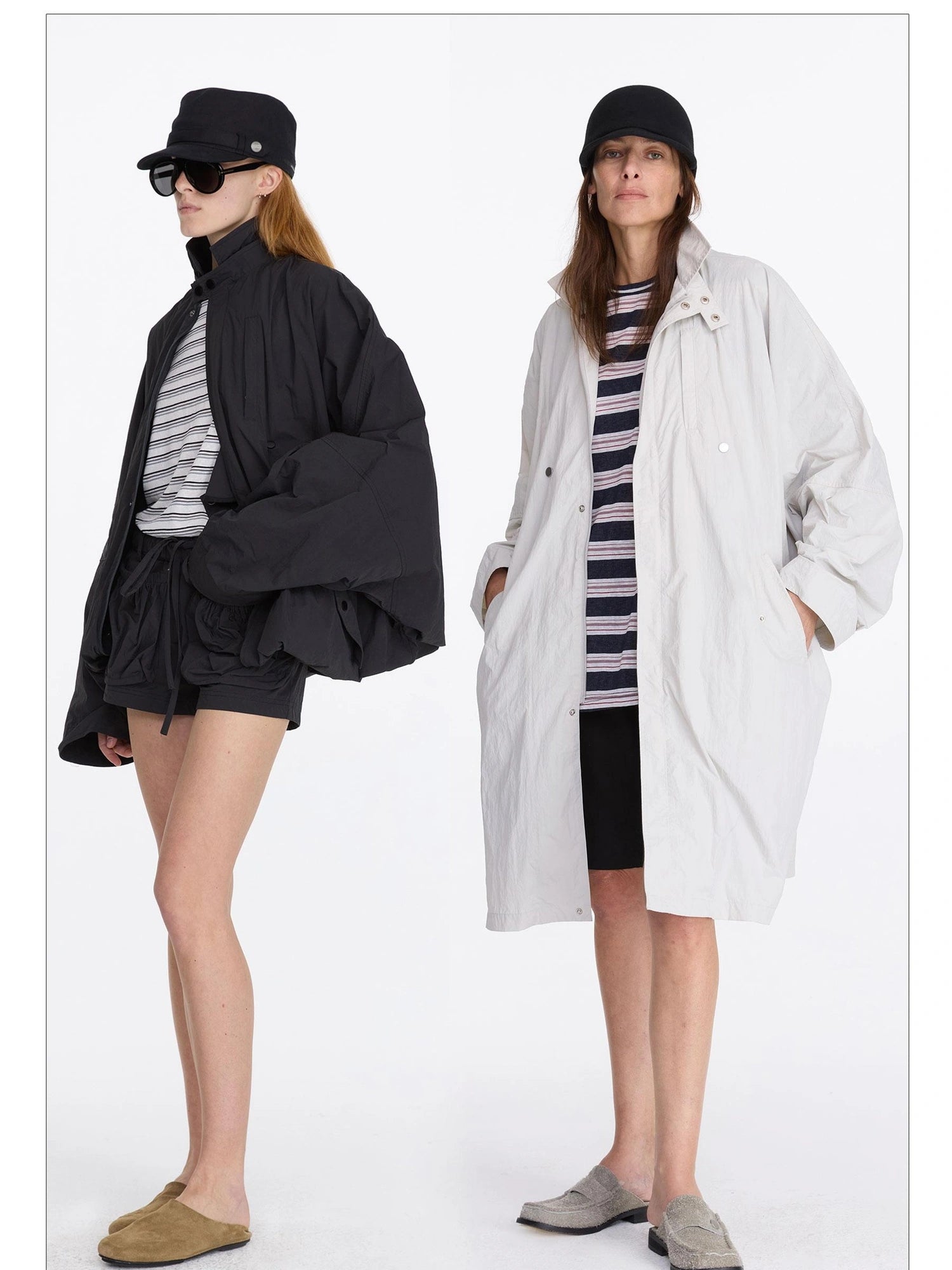 LYUOCHENG Convertible Nylon Trench Coat With Adjustable Length