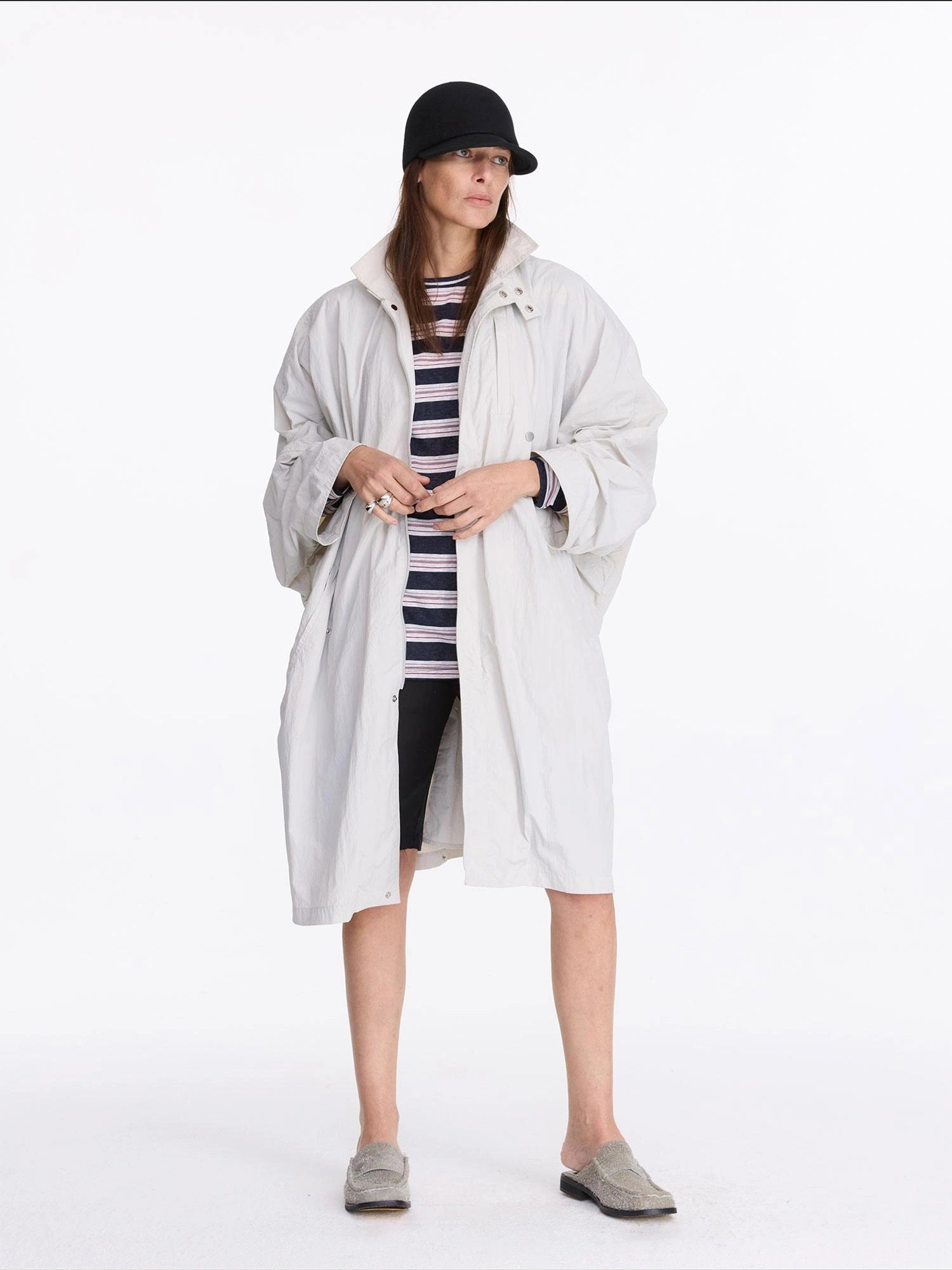 LYUOCHENG Convertible Nylon Trench Coat With Adjustable Length