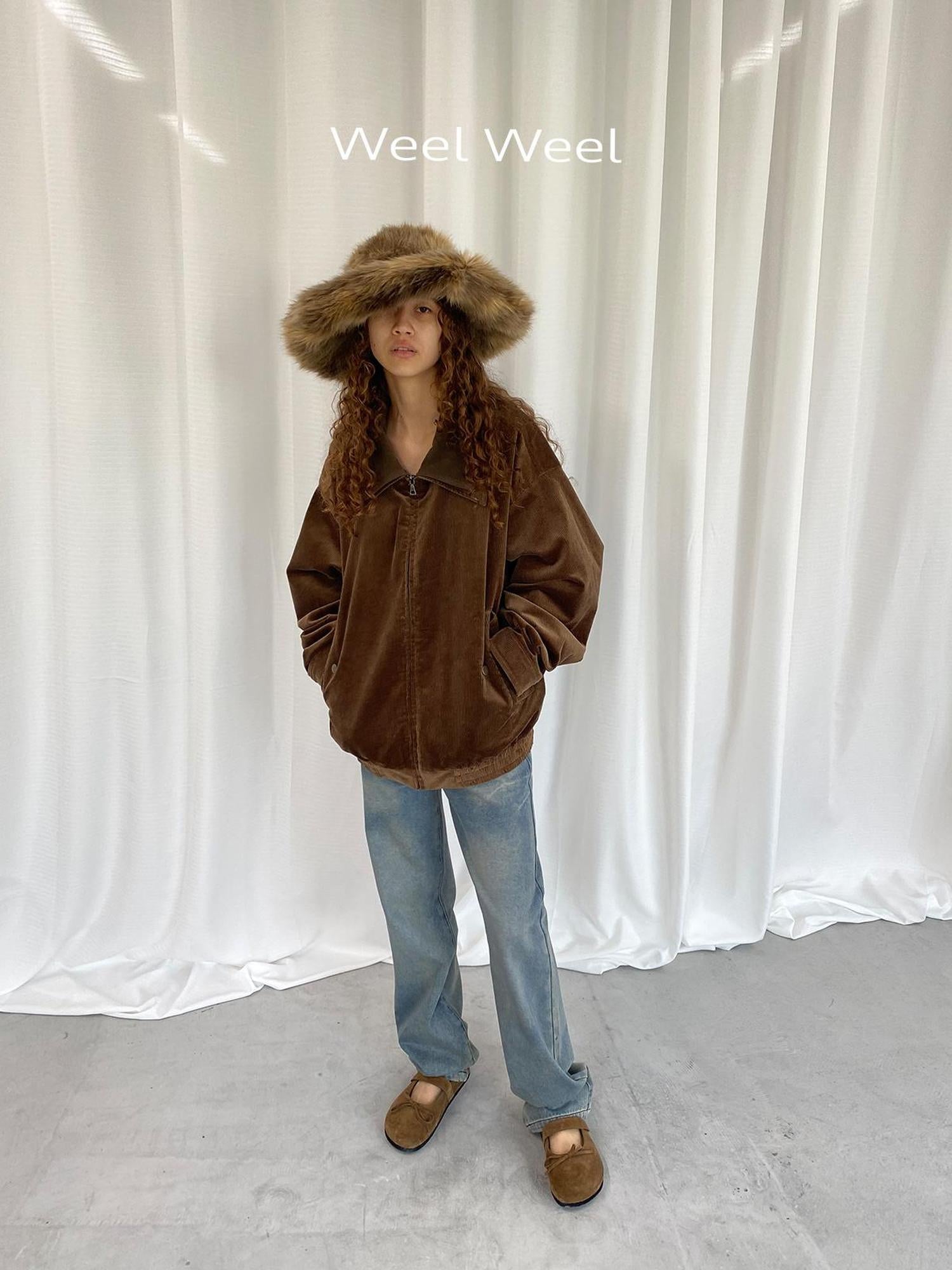 LYUOCHENG Corduroy Jacket With Eco Leather Collar