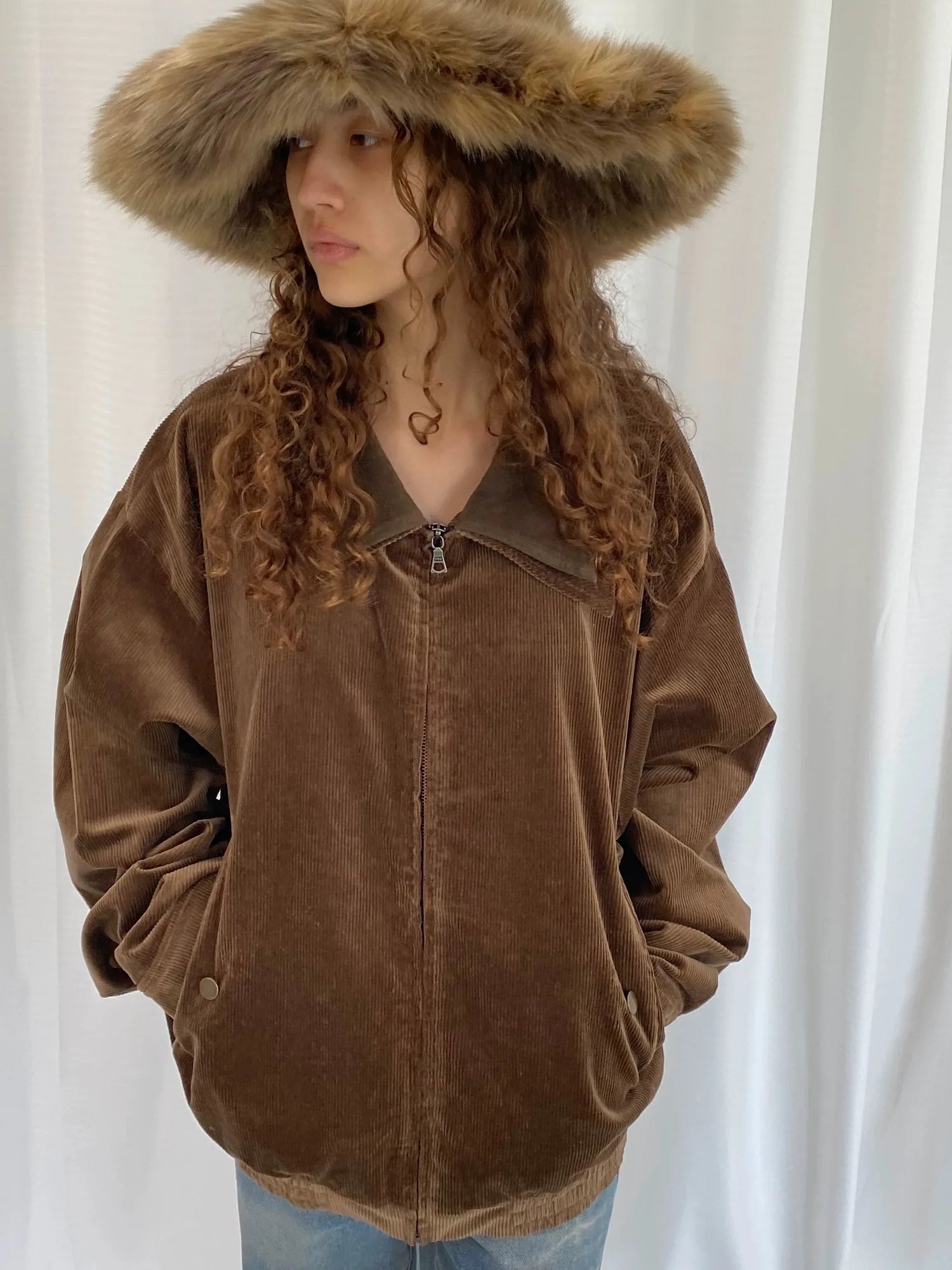 Corduroy Jacket With Eco Leather Collar