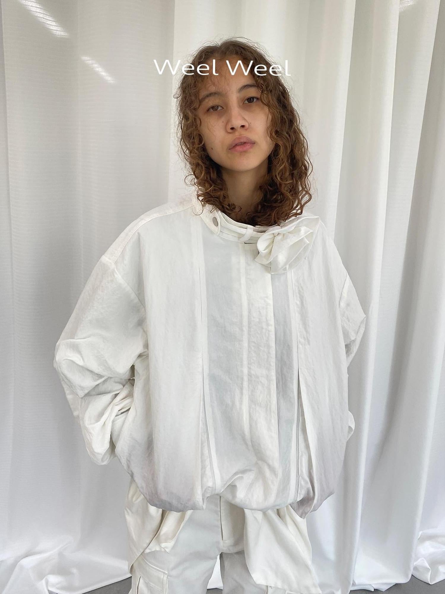 LYUOCHENG Detachable Floral White Casual Jacket V-neck T-shirt Long Sleeve