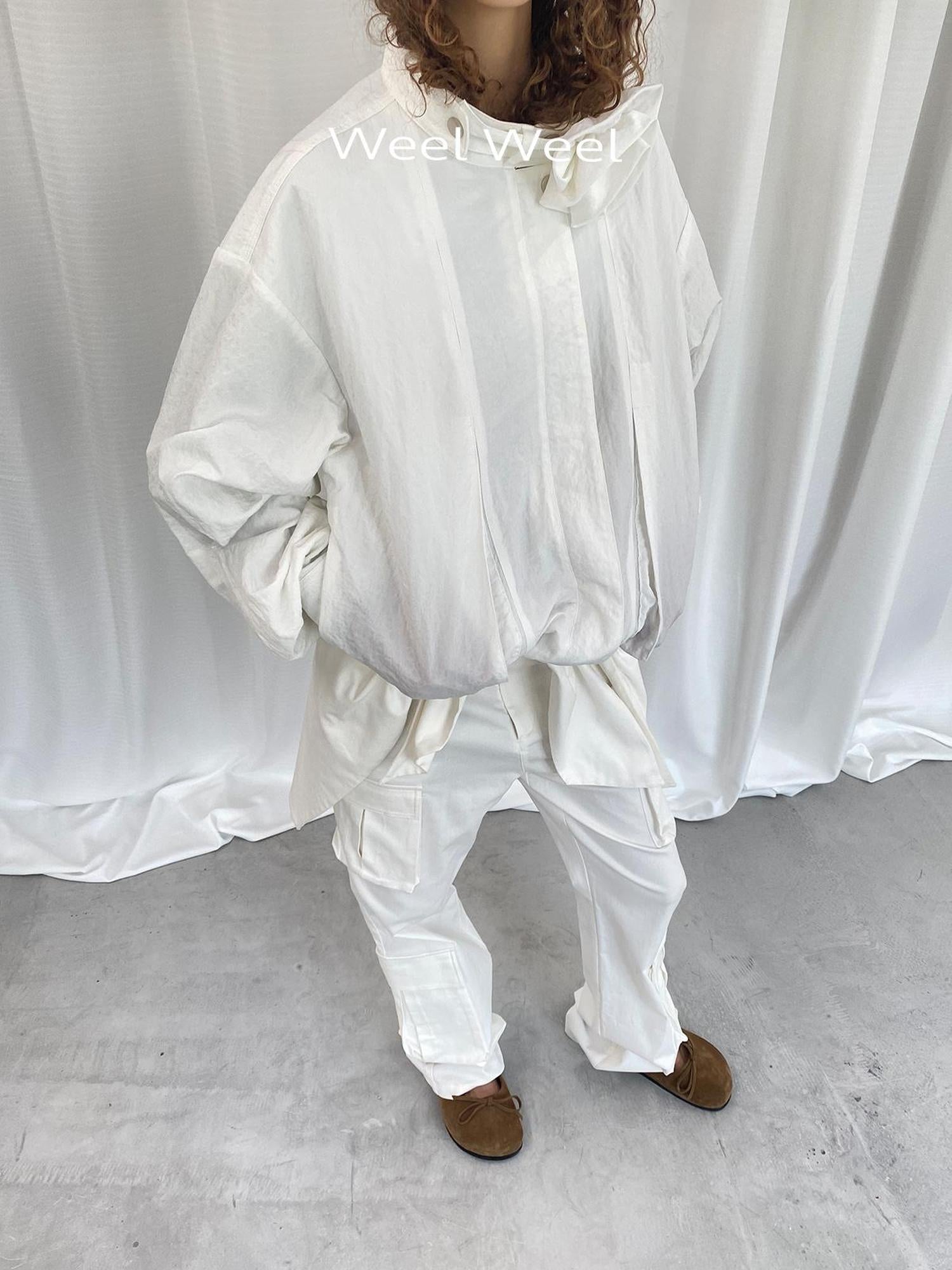 LYUOCHENG Detachable Floral White Casual Jacket V-neck T-shirt Long Sleeve