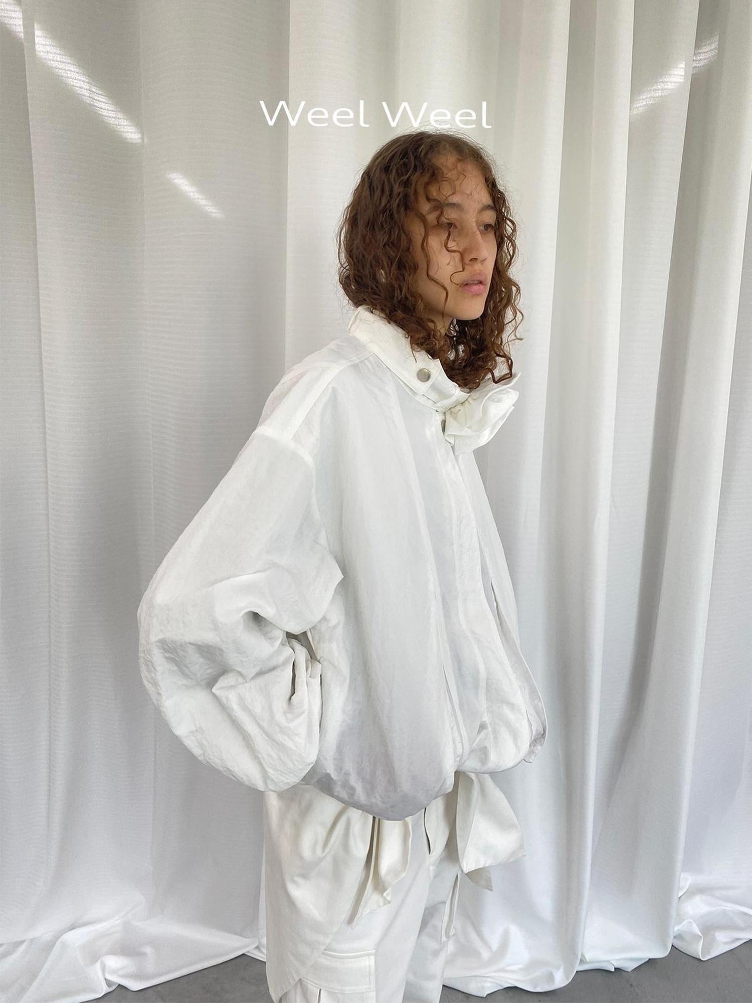 LYUOCHENG Detachable Floral White Casual Jacket V-neck T-shirt Long Sleeve