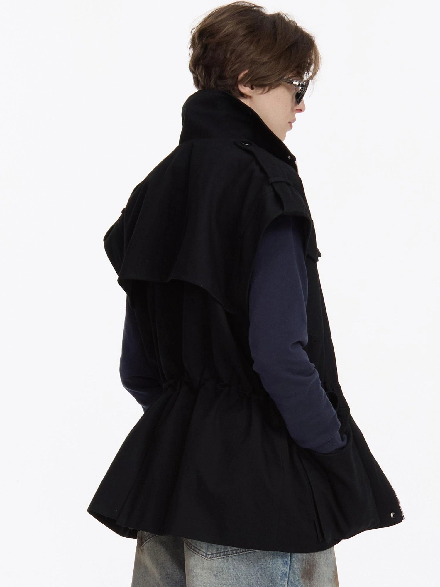 LYUOCHENG Detachable Quilted Jacket With Low Rise Wide Leg Pants Set