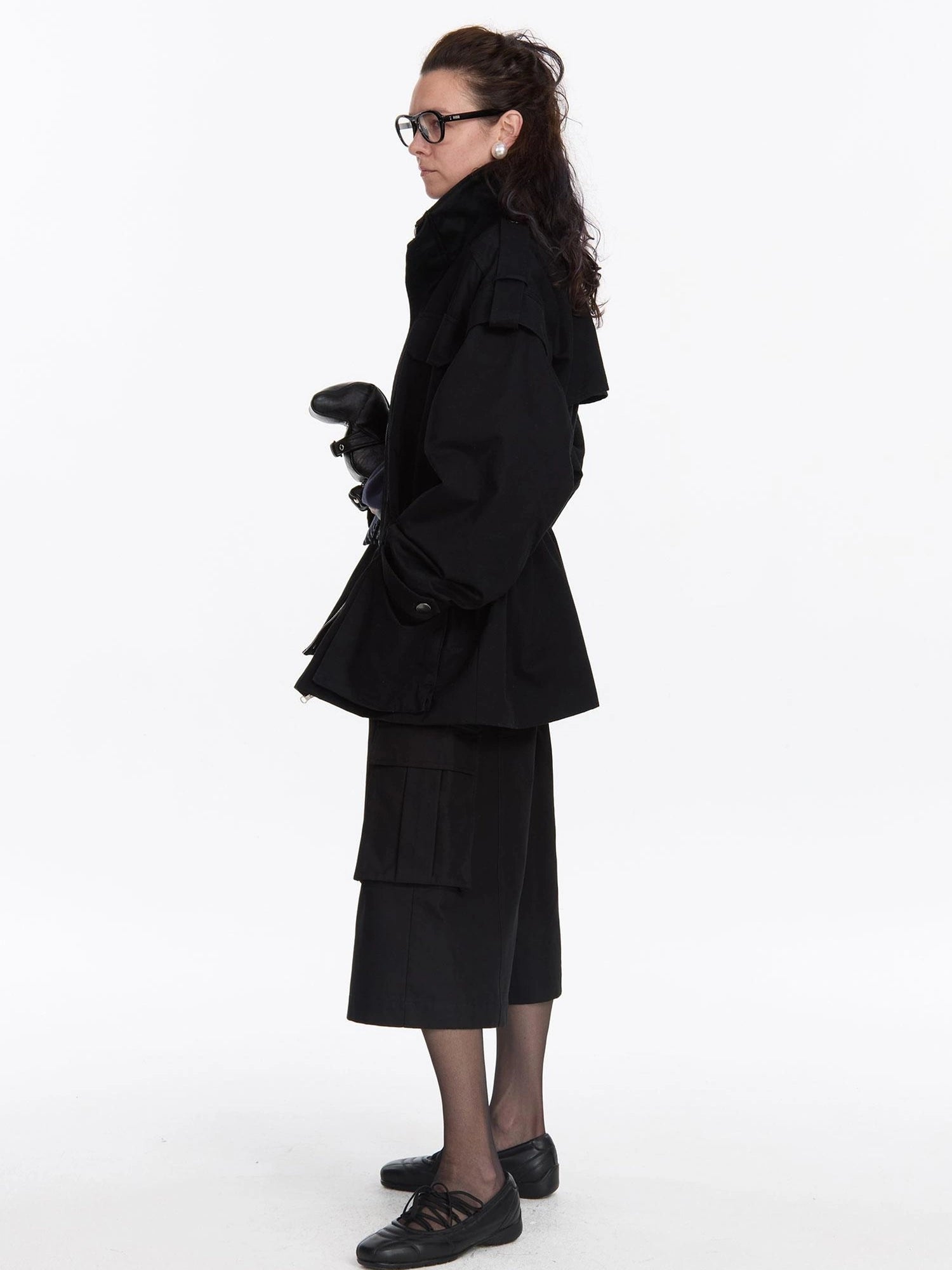 LYUOCHENG Detachable Quilted Jacket With Low Rise Wide Leg Pants Set