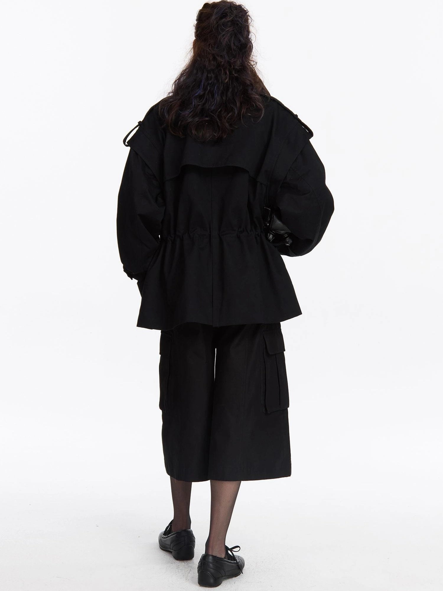 LYUOCHENG Detachable Quilted Jacket With Low Rise Wide Leg Pants Set